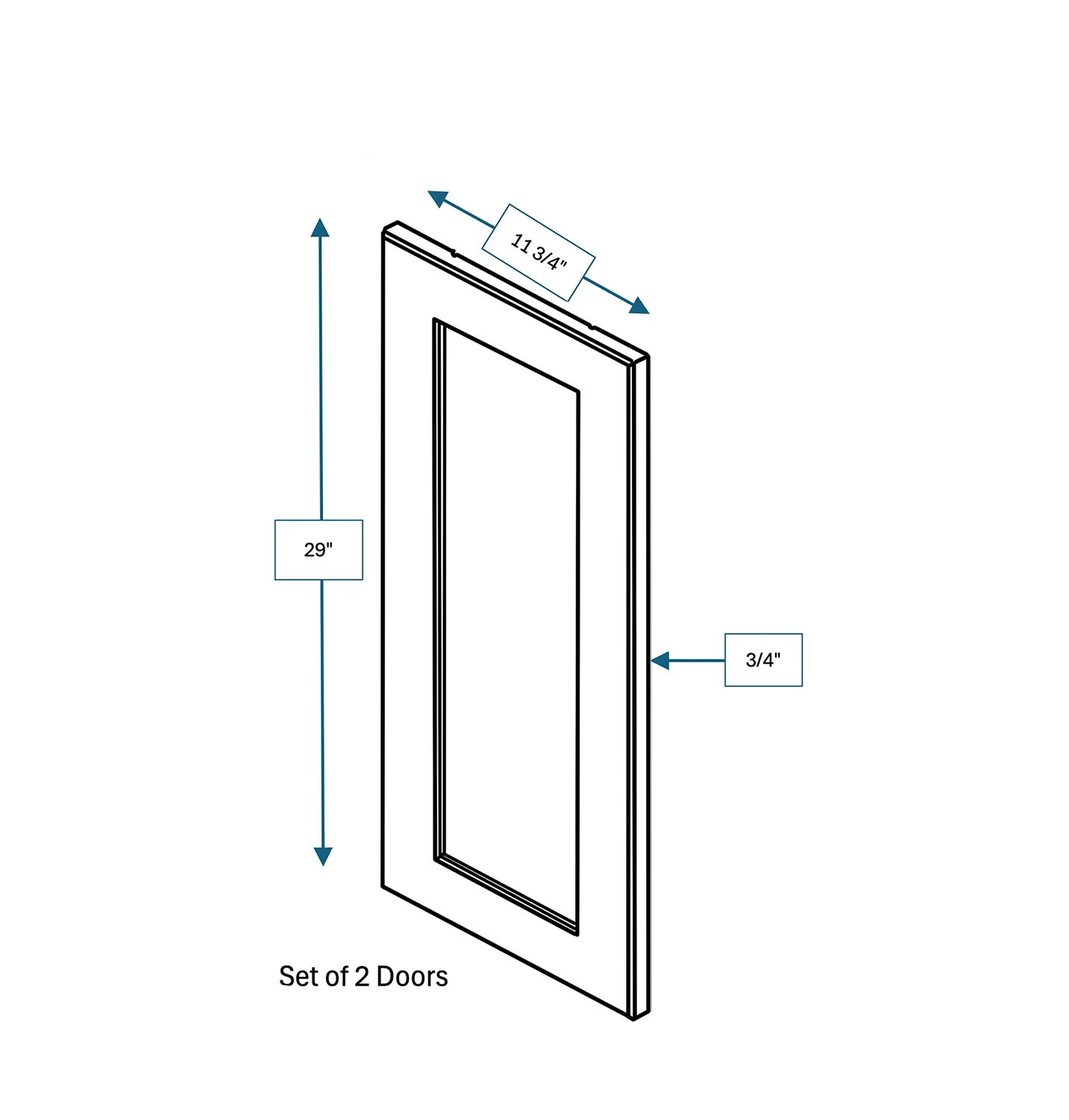 Platinum Grey Clear Glass Door for 24 in. Wide x 12 in. Deep x 30 in. Tall - Wall Shaker Cabinet - 2 Pack