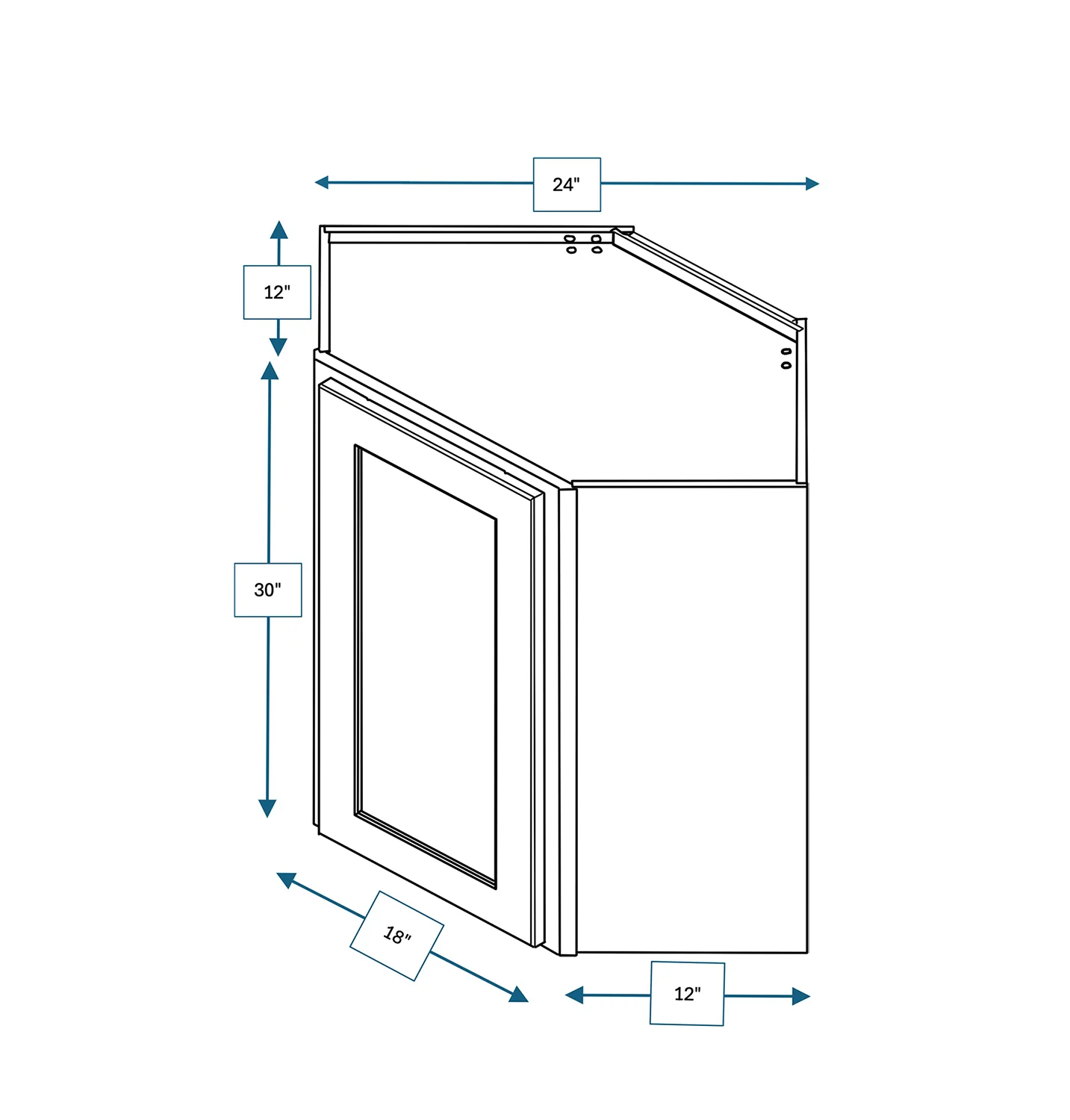 Platinum Grey 24 in. Wide x 12 in. Deep x 30 in. Tall - Diagonal Wall Shaker Cabinet