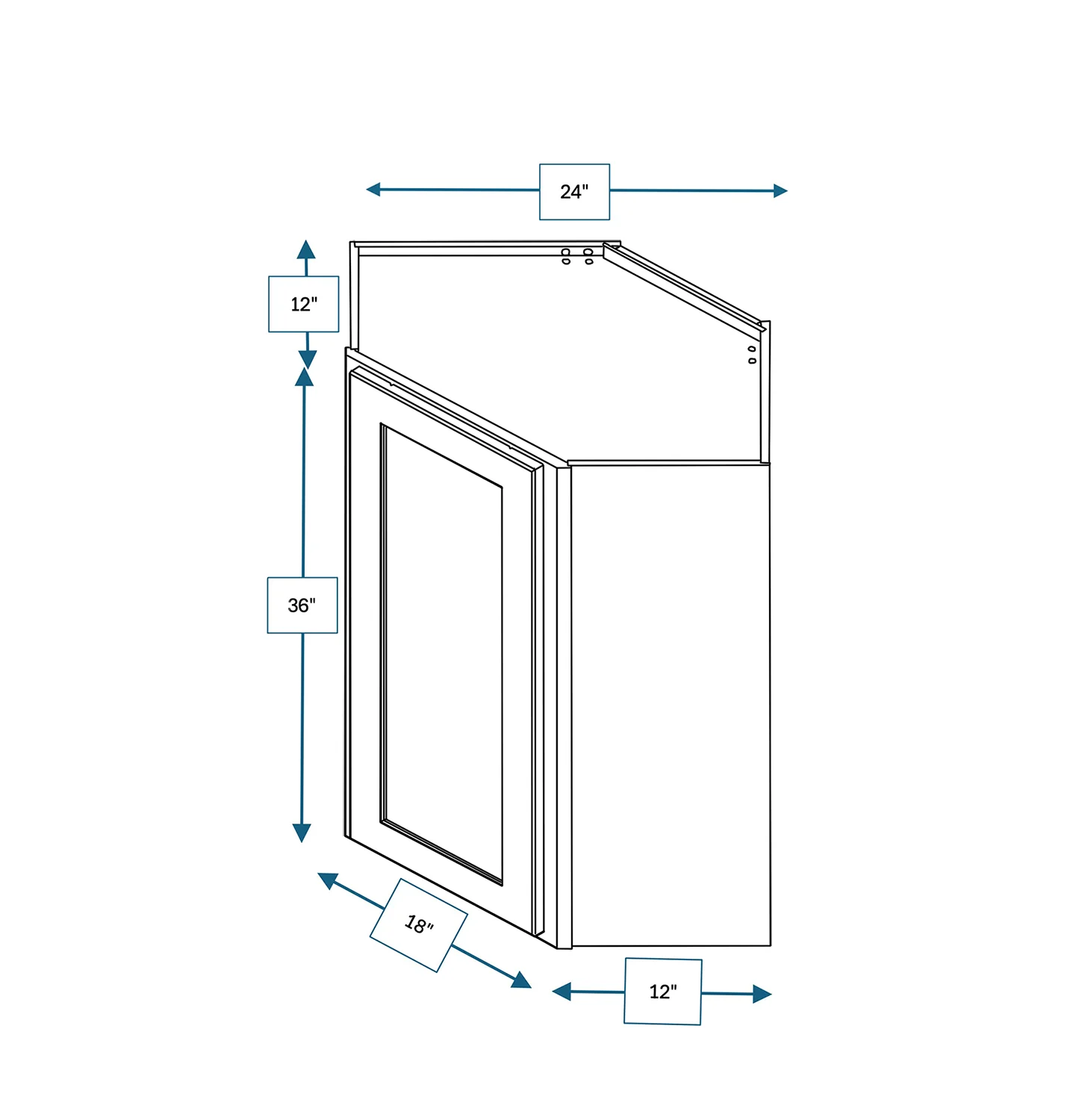 Platinum Grey 24 in. Wide x 12 in. Deep x 36 in. Tall - Diagonal Wall Shaker Cabinet