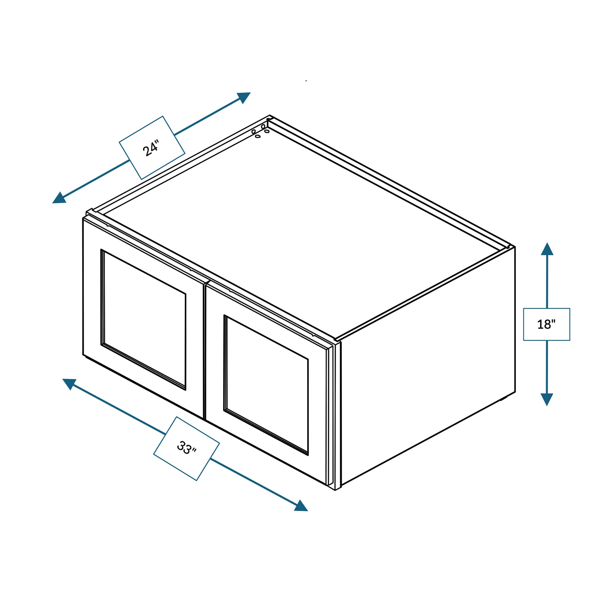 Platinum Grey 33 in. Wide x 24 in. Deep x 18 in. Tall - Double Depth Wall Shaker Cabinet