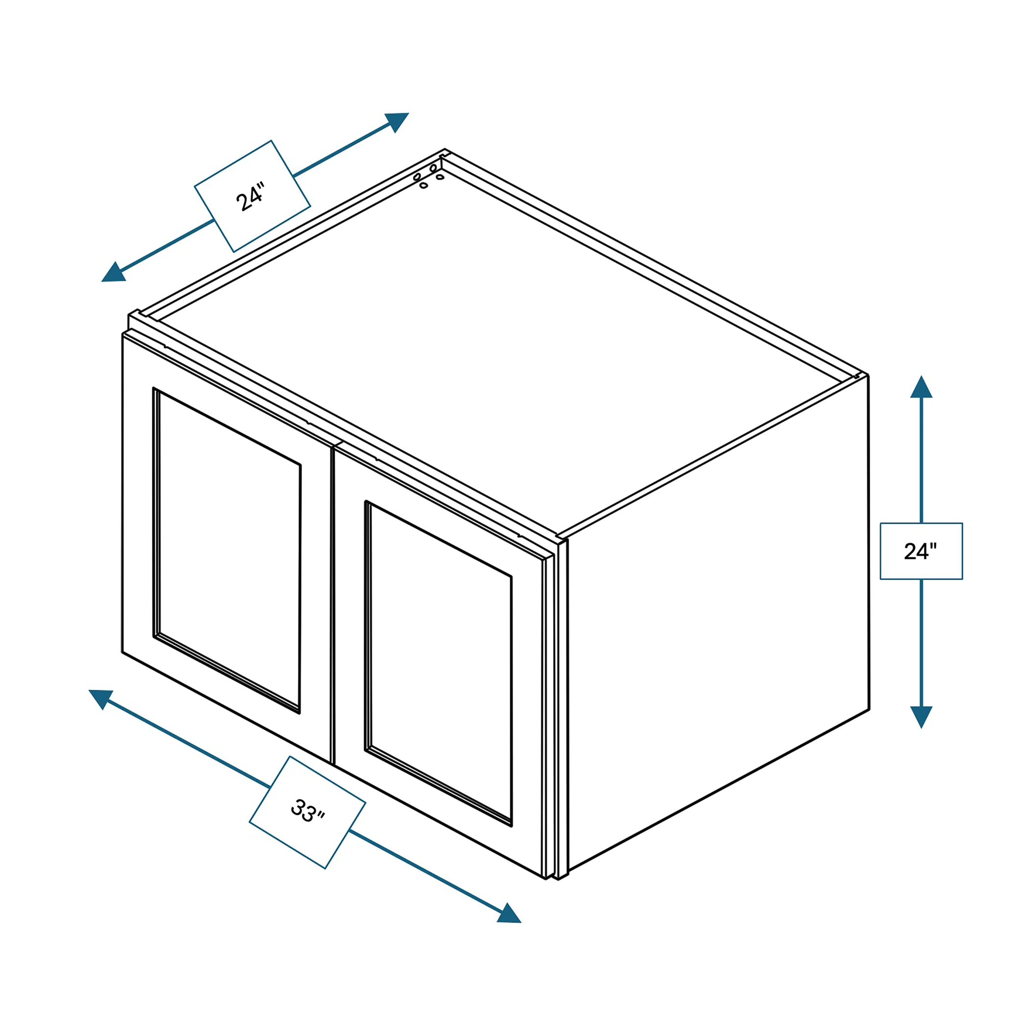 Platinum Grey 33 in. Wide x 24 in. Deep x 24 in. Tall - Double Depth Wall Shaker Cabinet