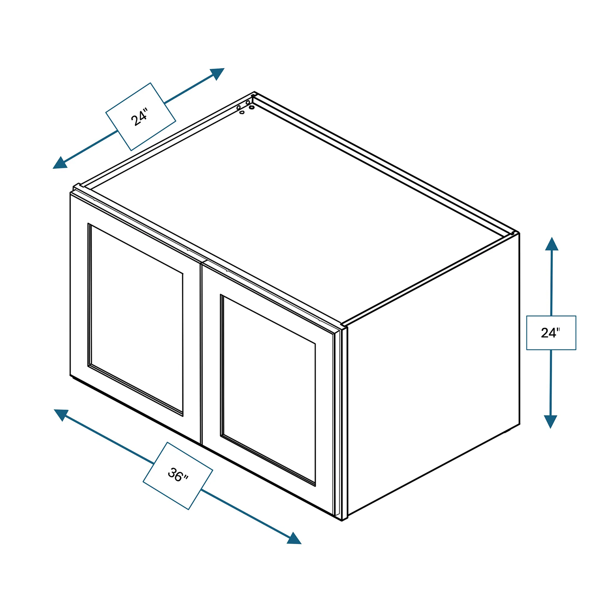 Platinum Grey 36 in. Wide x 24 in. Deep x 24 in. Tall - Double Depth Wall Shaker Cabinet
