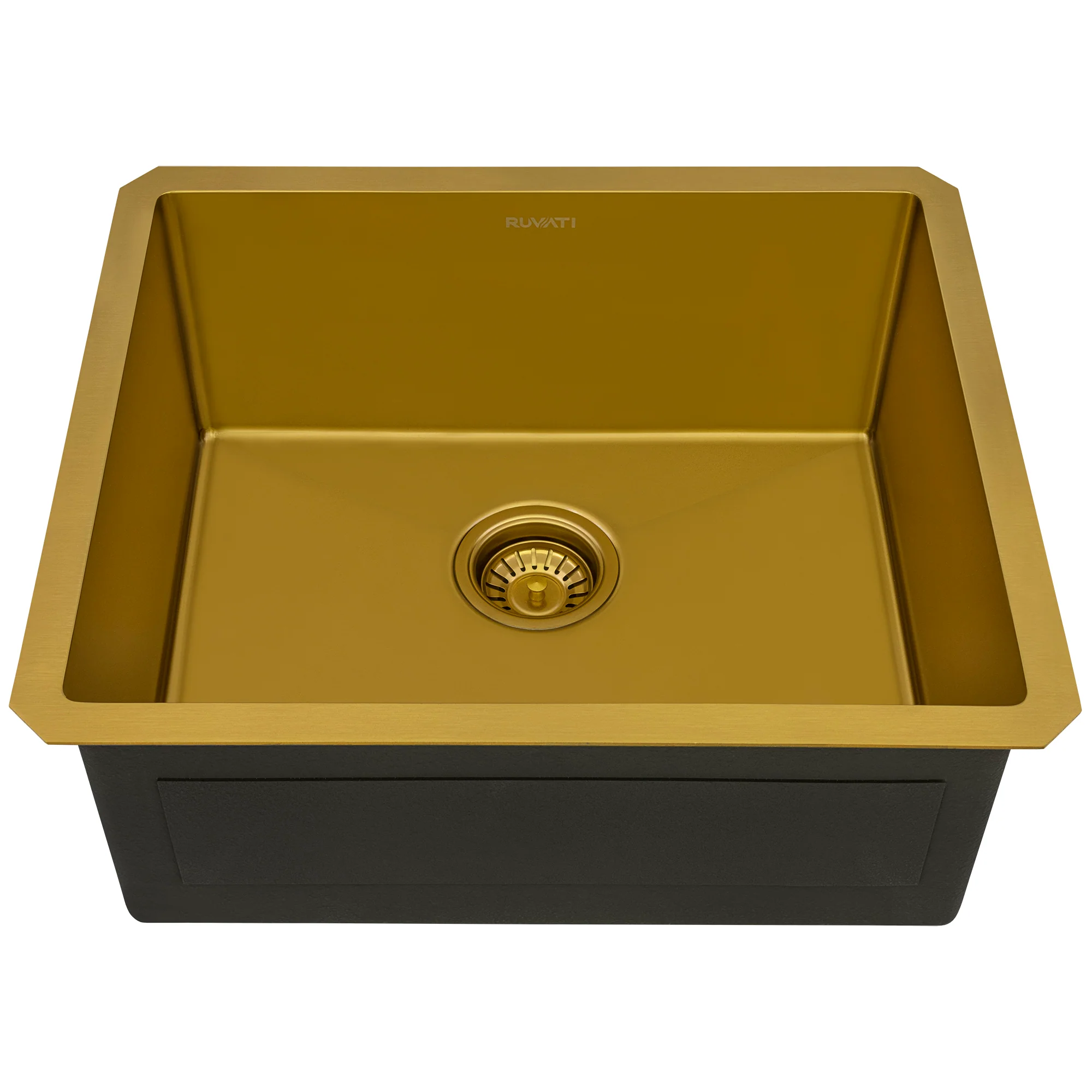 Polished Brass Matte Gold Stainless Steel Undermount Bar Prep Kitchen Sink 16 Gauge Rounded Corners Single Bowl 21in. - Image 3