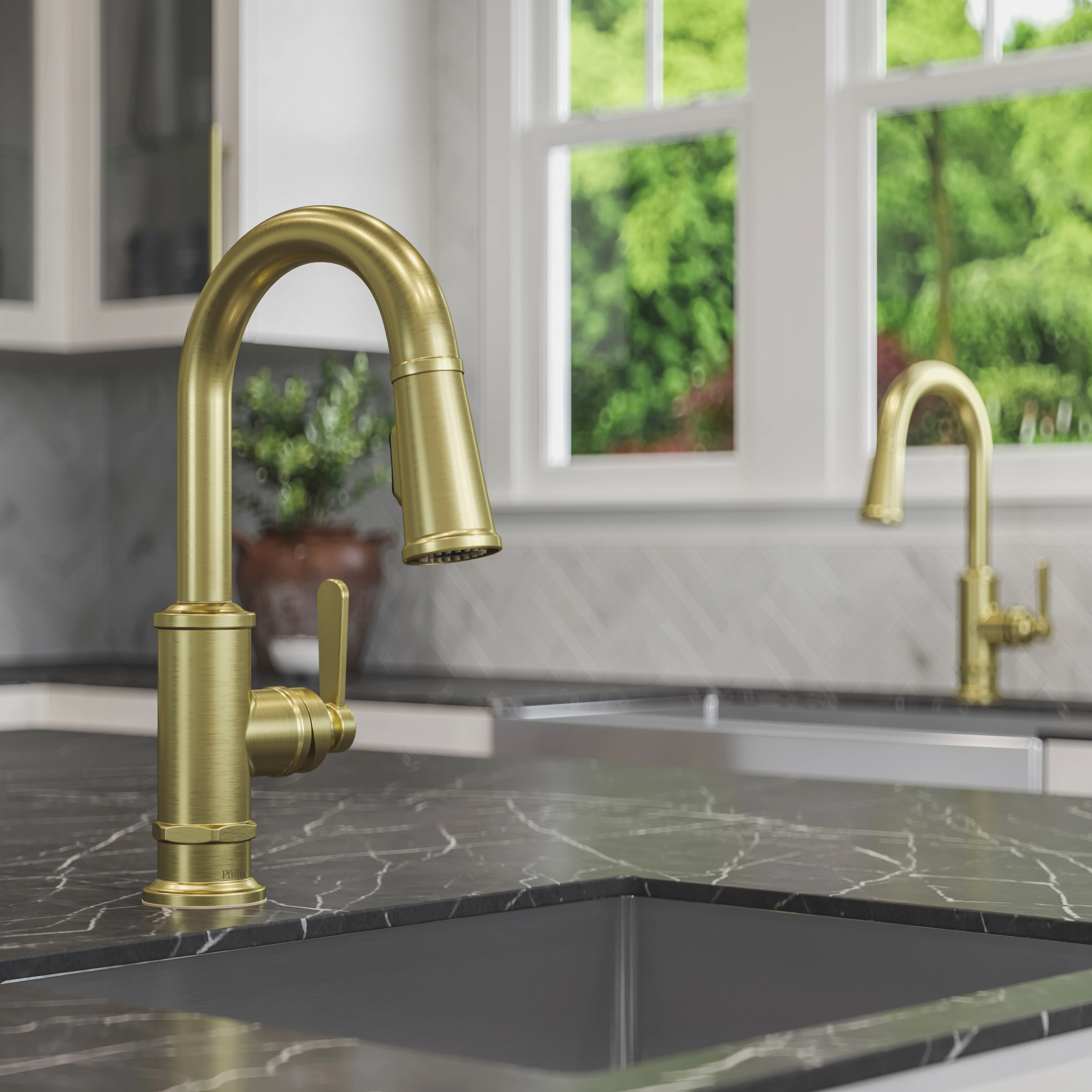 Port Haven Bar/Prep Faucet Pull-Down 1-Handle Brushed Gold - Image 4