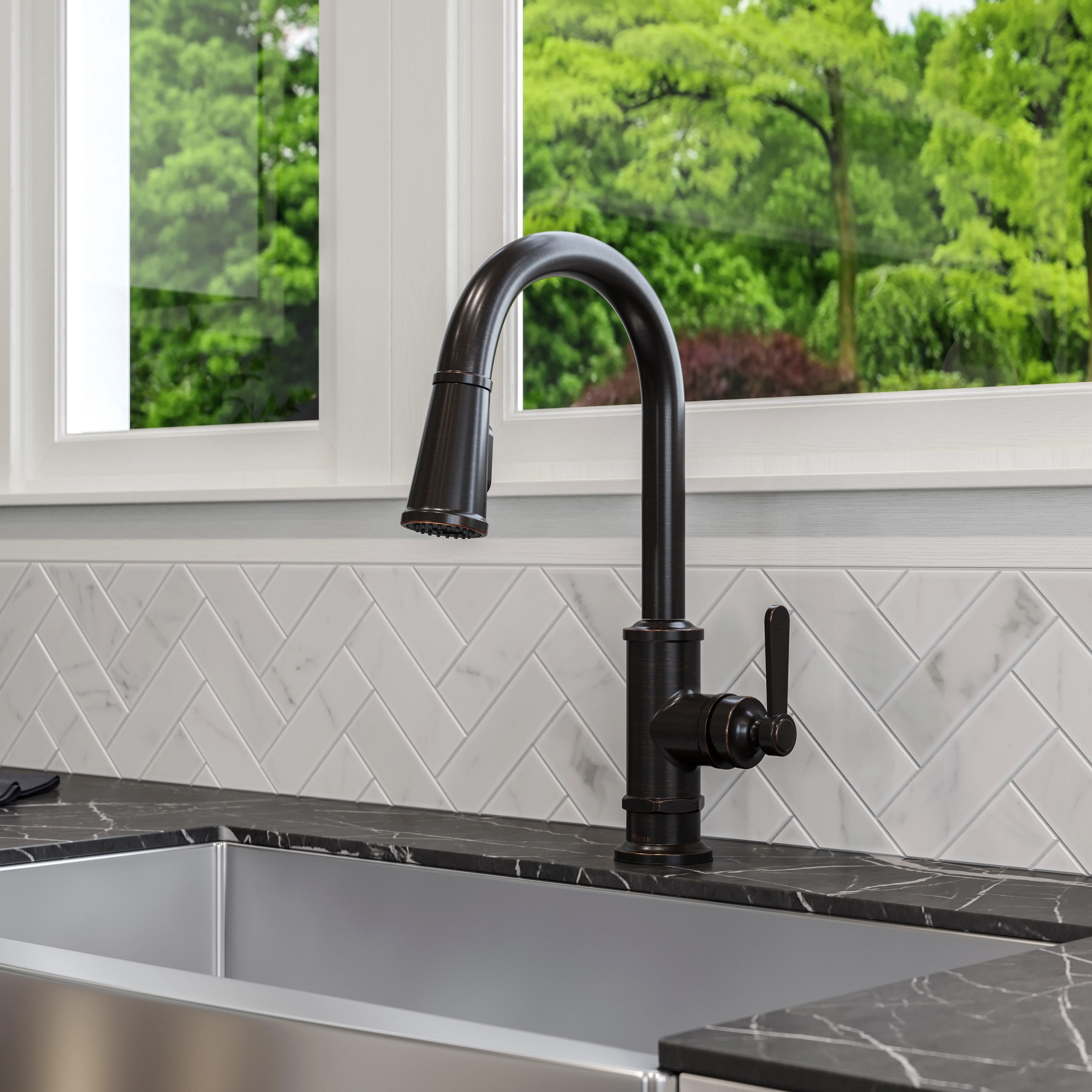 Port Haven Kitchen Faucet Pull-Down 1-Handle Tuscan Bronze - Image 4