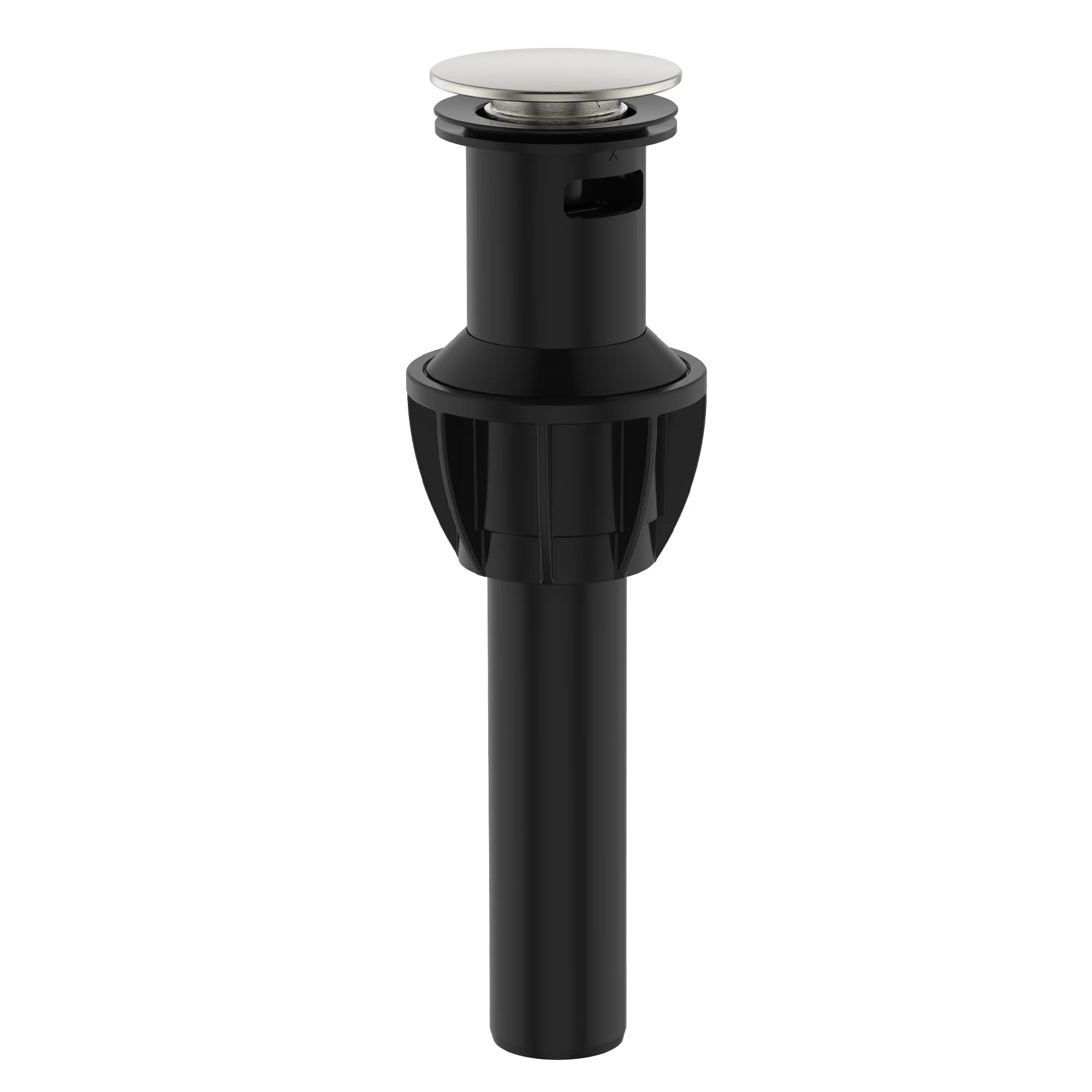 Push Pop-Up Bathroom Sink Drain Stopper with Overflow Brushed Nickel Stainless Steel