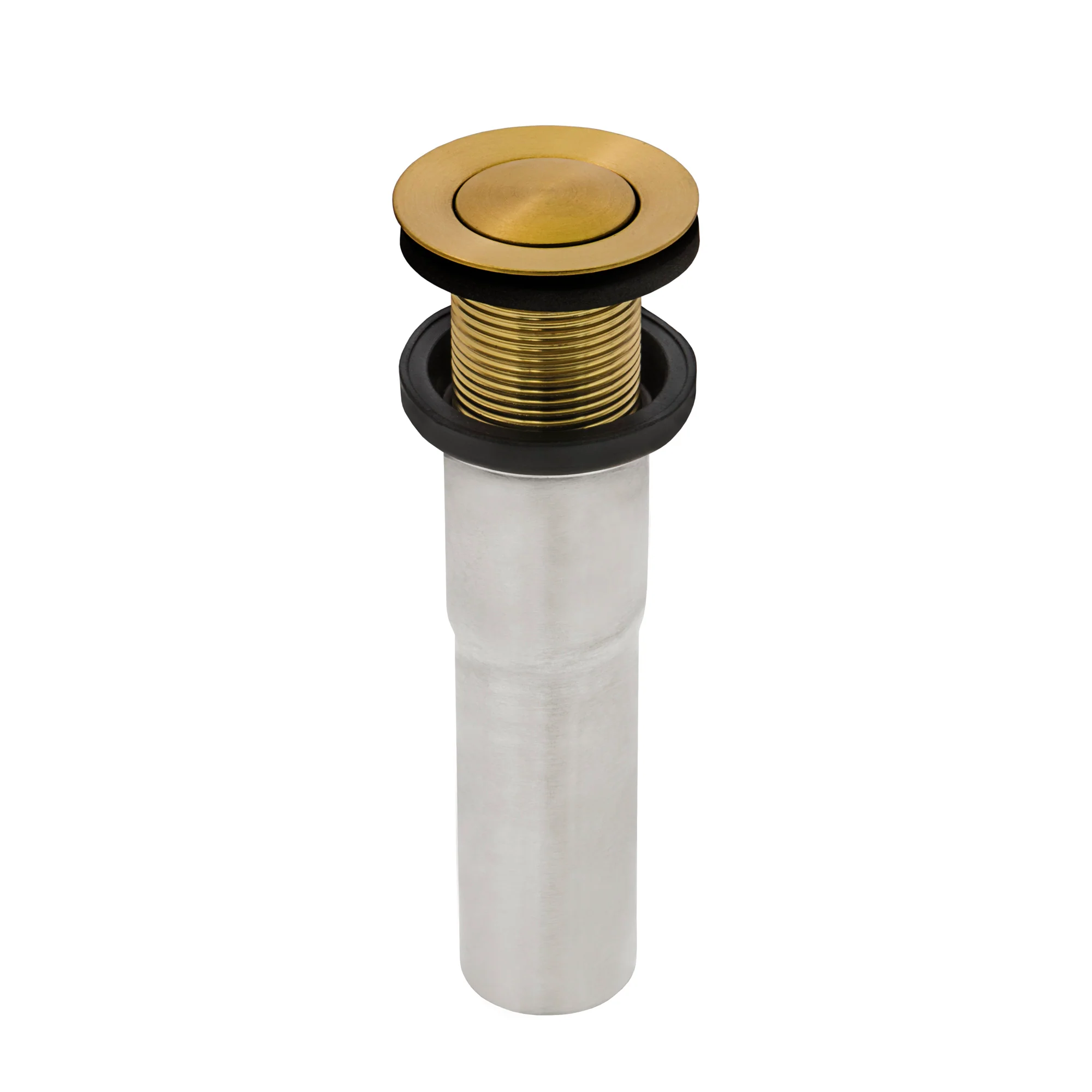 Push Popup Drain for Bathroom Sinks without Overflow Satin Brass Matte Gold