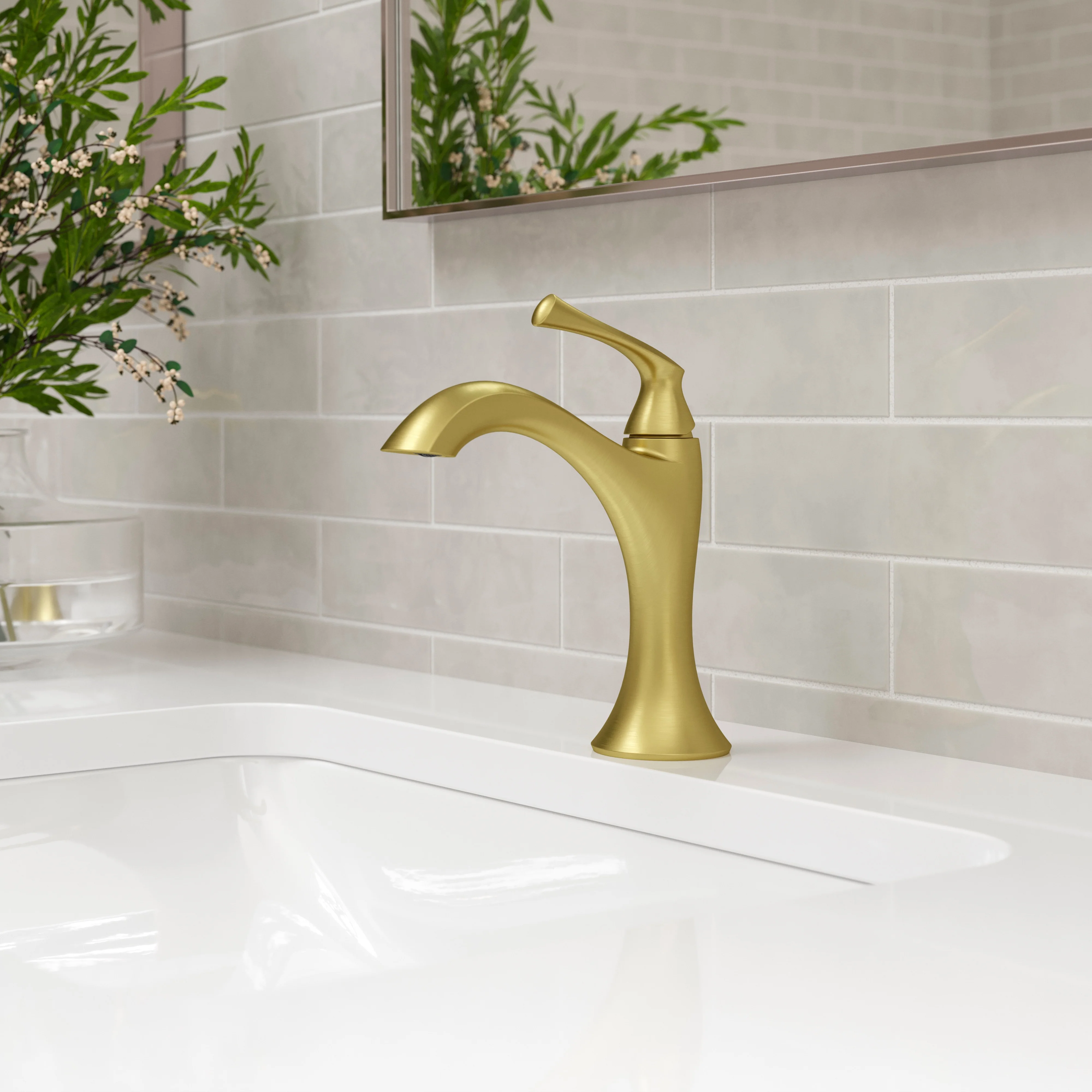 Rhen Bathroom Faucet 1-Handle Brushed Gold - Image 2