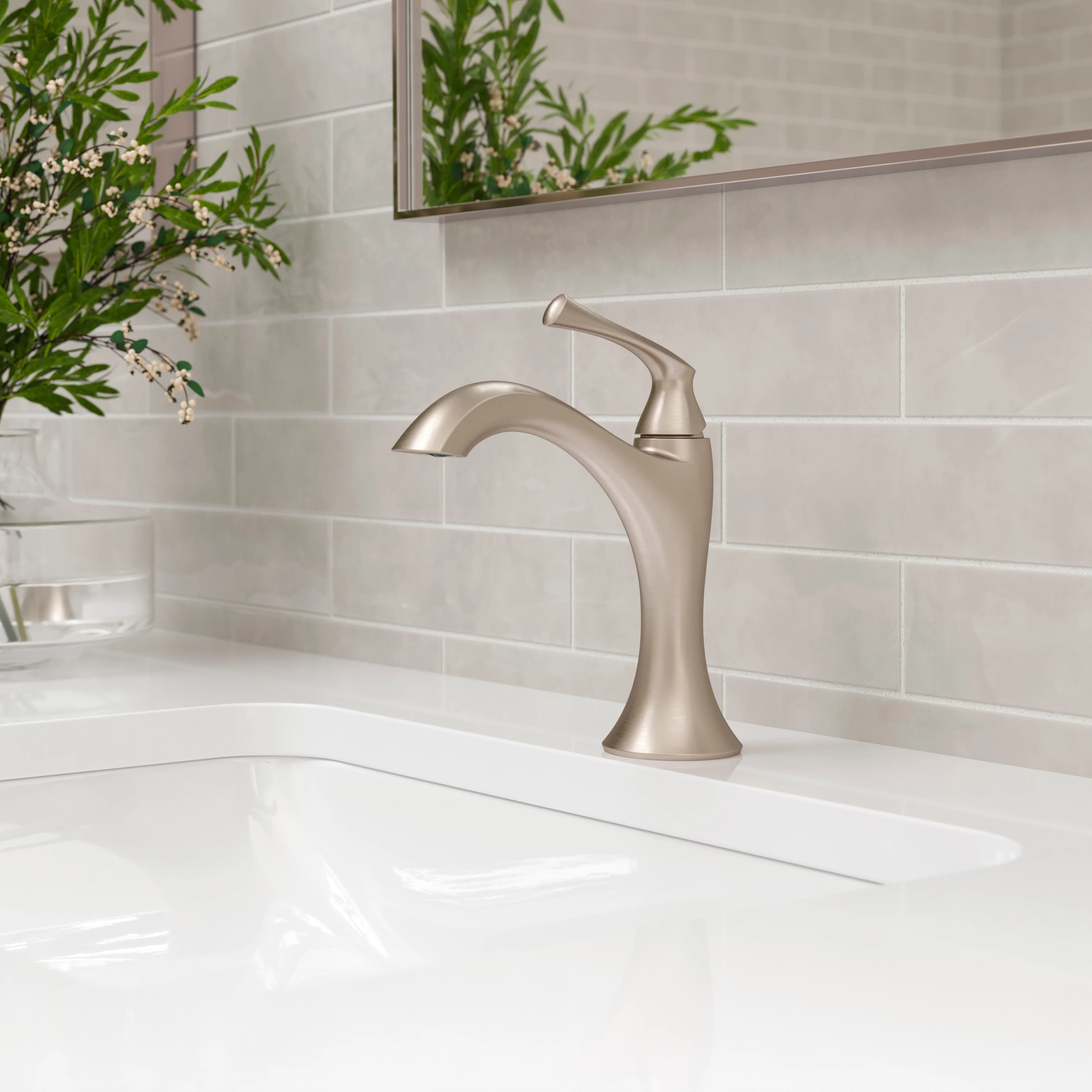 Rhen Bathroom Faucet 1-Handle Brushed Nickel - Image 2