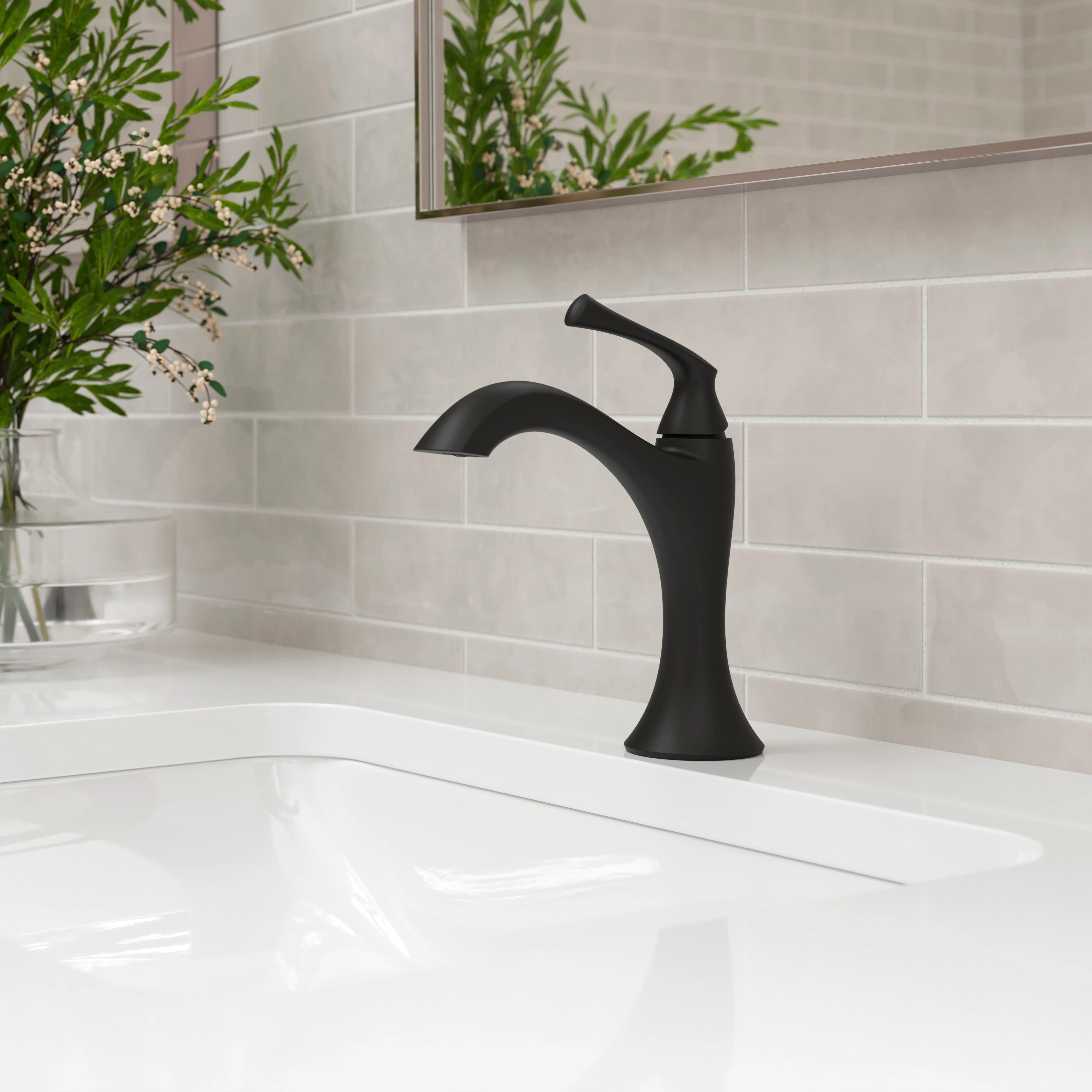 Rhen Bathroom Faucet 1-Handle Matte Black - Image 2