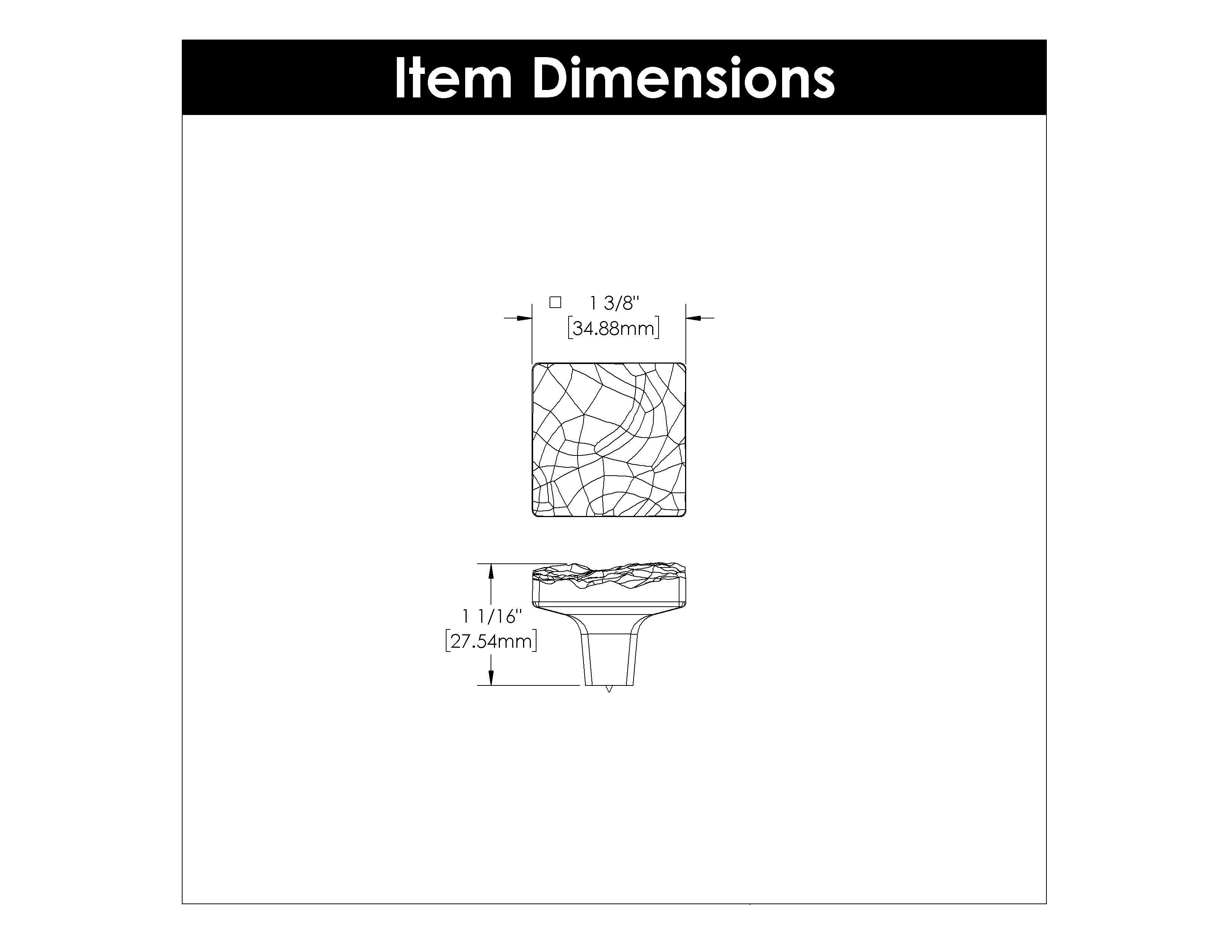 Sandrine Knob 1-3/8 Inch Square Black Mist Finish - Image 6