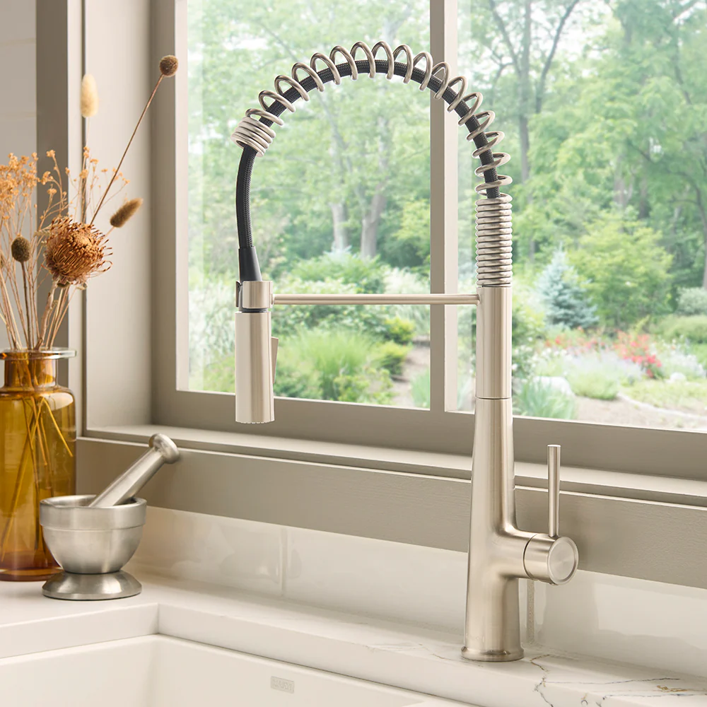 Seneca Single Handle Pull Down Kitchen Faucet Brushed Nickel with Pre-Rinse Sprayer - RVF1232BN