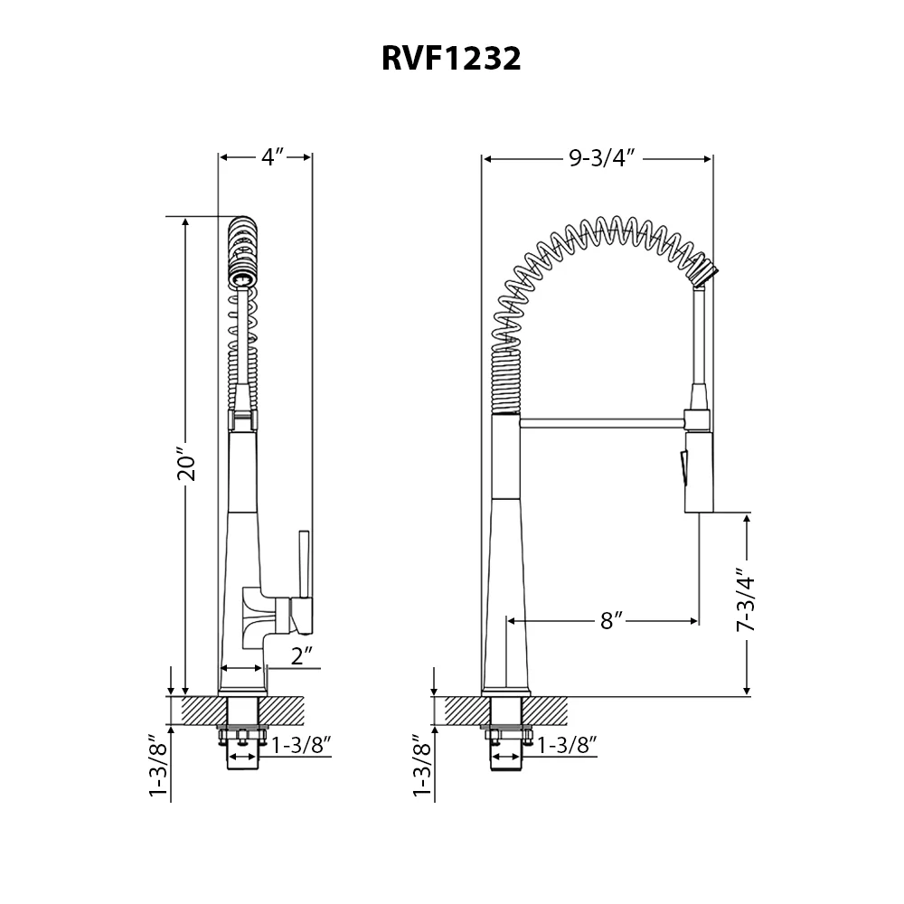 Seneca Single Handle Pull Down Kitchen Faucet Brushed Nickel with Pre-Rinse Sprayer - RVF1232BN - Image 4