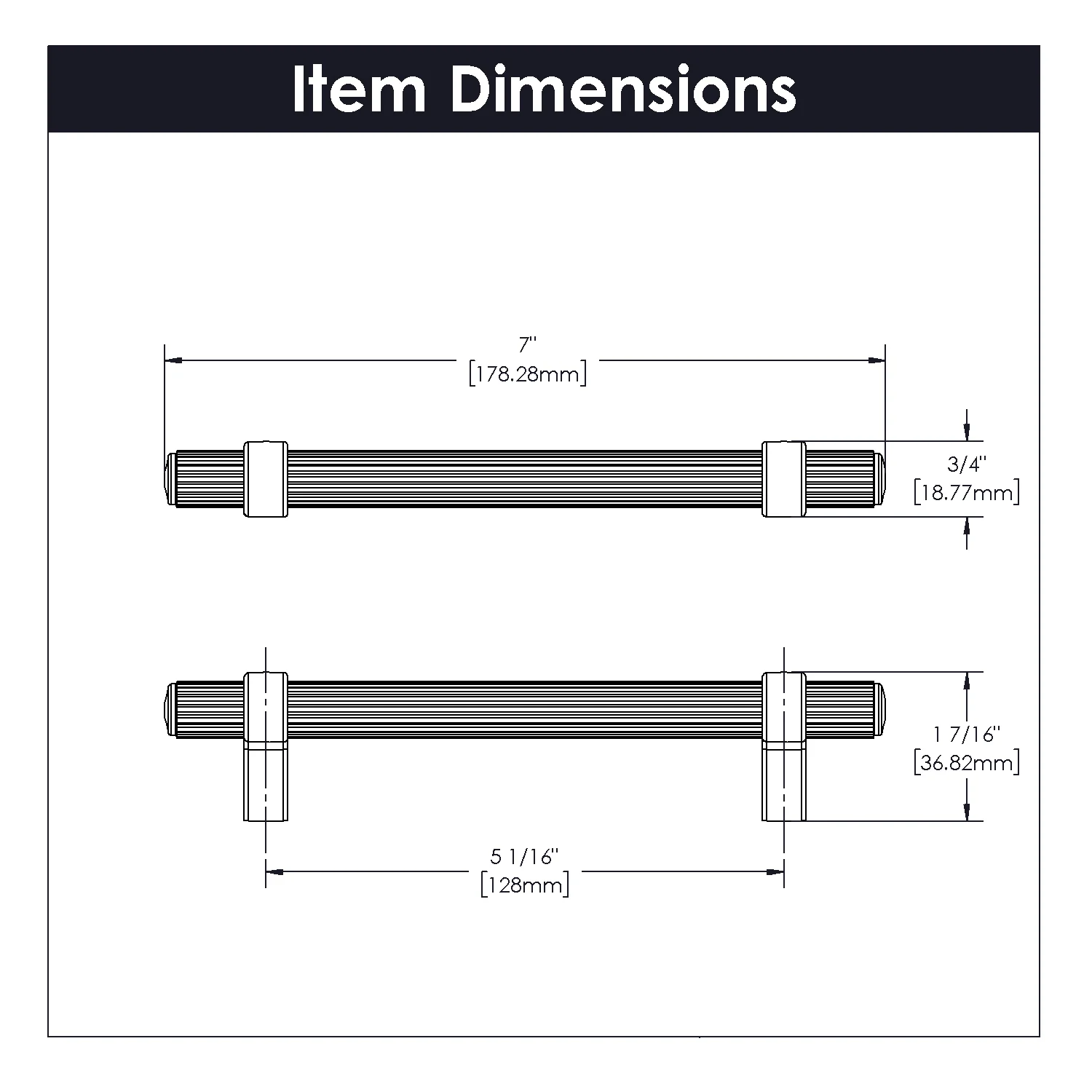 Sinclaire Pull 5-1/16 Inch (128mm) Center to Center Matte Black Finish - Image 3