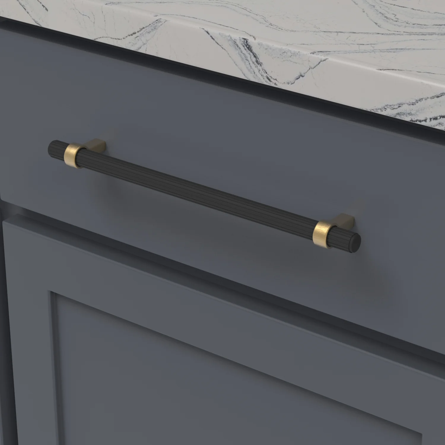 Sinclaire Pull 8-13/16 Inch (224mm) Center to Center Matte Black & Brushed Golden Brass Finish - Image 2