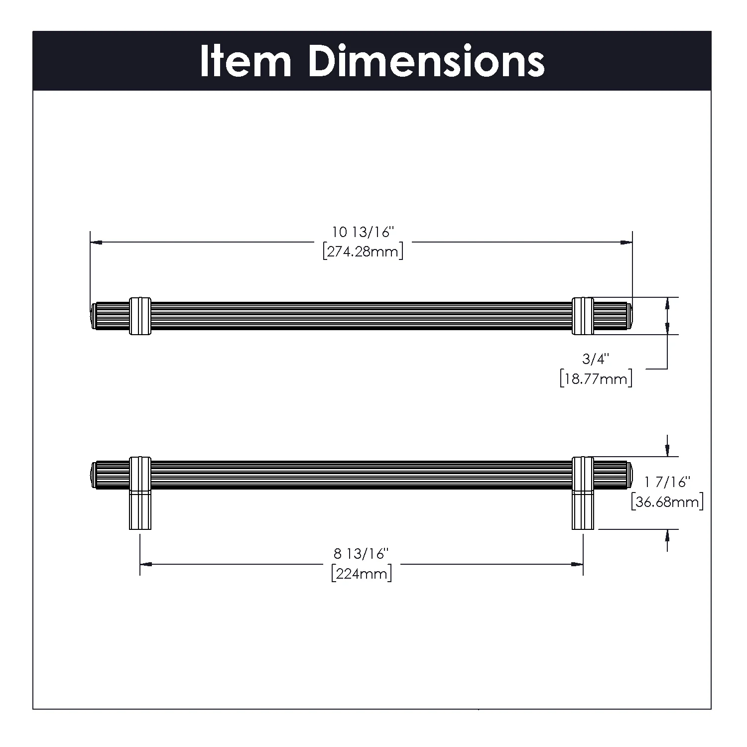 Sinclaire Pull 8-13/16 Inch (224mm) Center to Center Matte Black & Brushed Golden Brass Finish - Image 4