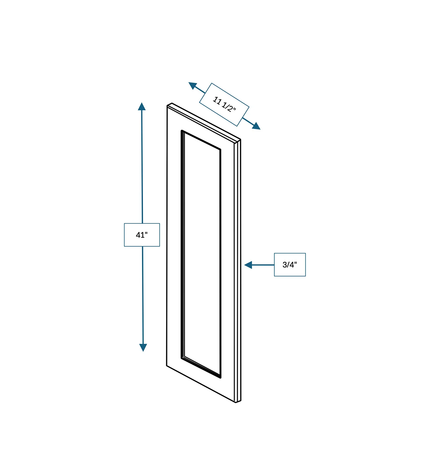 Spring Hill Hickory Clear Glass Door for 12 in. Wide x 12 in Deep x 42 in. Tall - Wall Shaker Cabinet