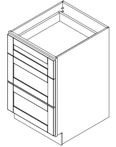 Spring Hill Hickory 21 in. Wide x 24 in. Deep x 34.5 in. Tall - 3-Drawer Base Shaker Cabinet - Image 2