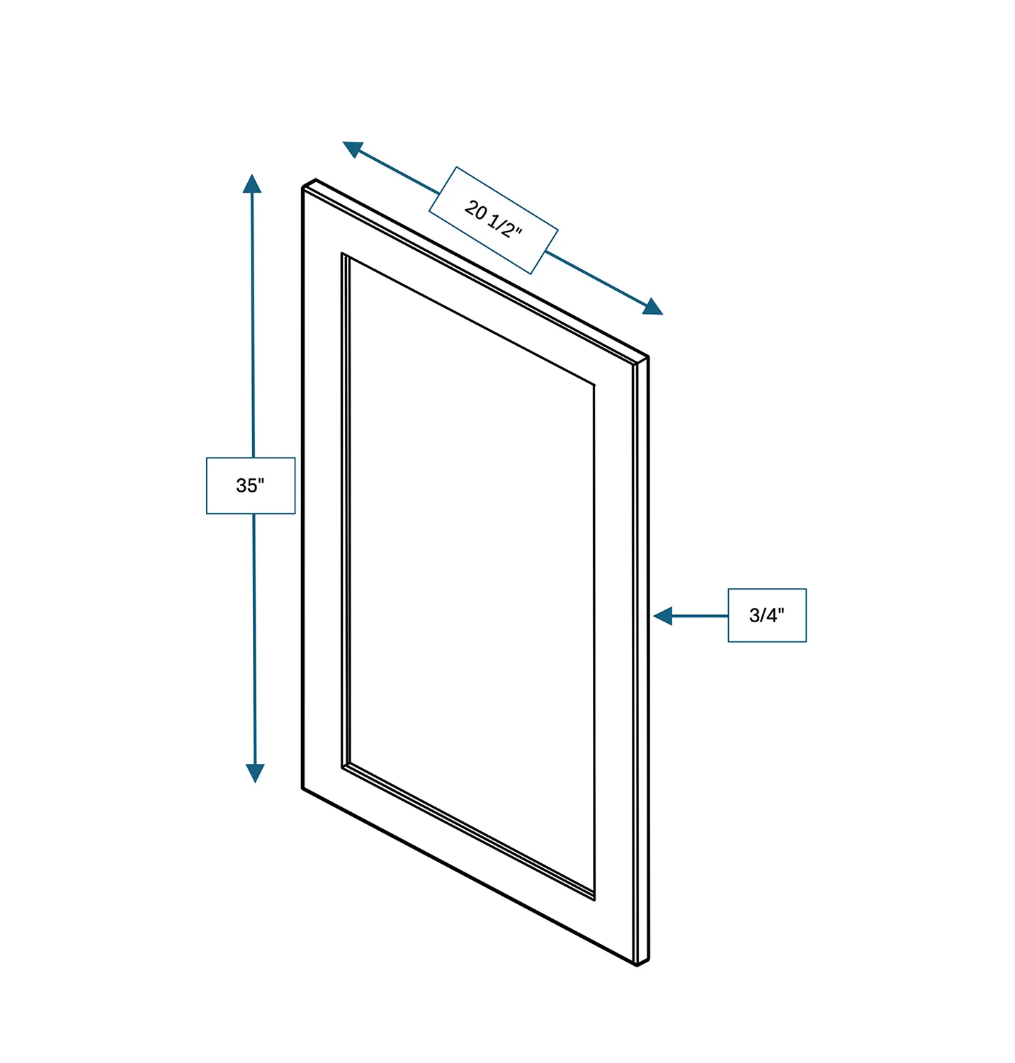 Spring Hill Hickory Clear Glass Door for 21 in. Wide x 12 in. Deep x 36 in. Tall - Wall Shaker Cabinet
