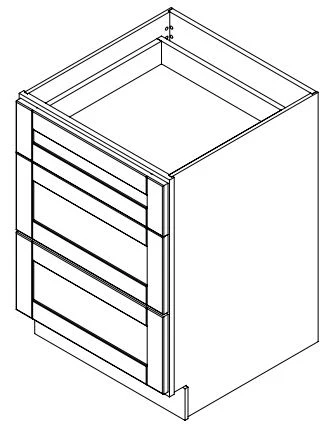Spring Hill Hickory 24 in. Wide x 24 in. Deep x 34.5 in. Tall - 3-Drawer Base Shaker Cabinet - Image 2