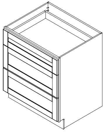 Spring Hill Hickory 30 in. Wide x 24 in. Deep x 34.5 in. Tall - 3-Drawer Base Shaker Cabinet - Image 2