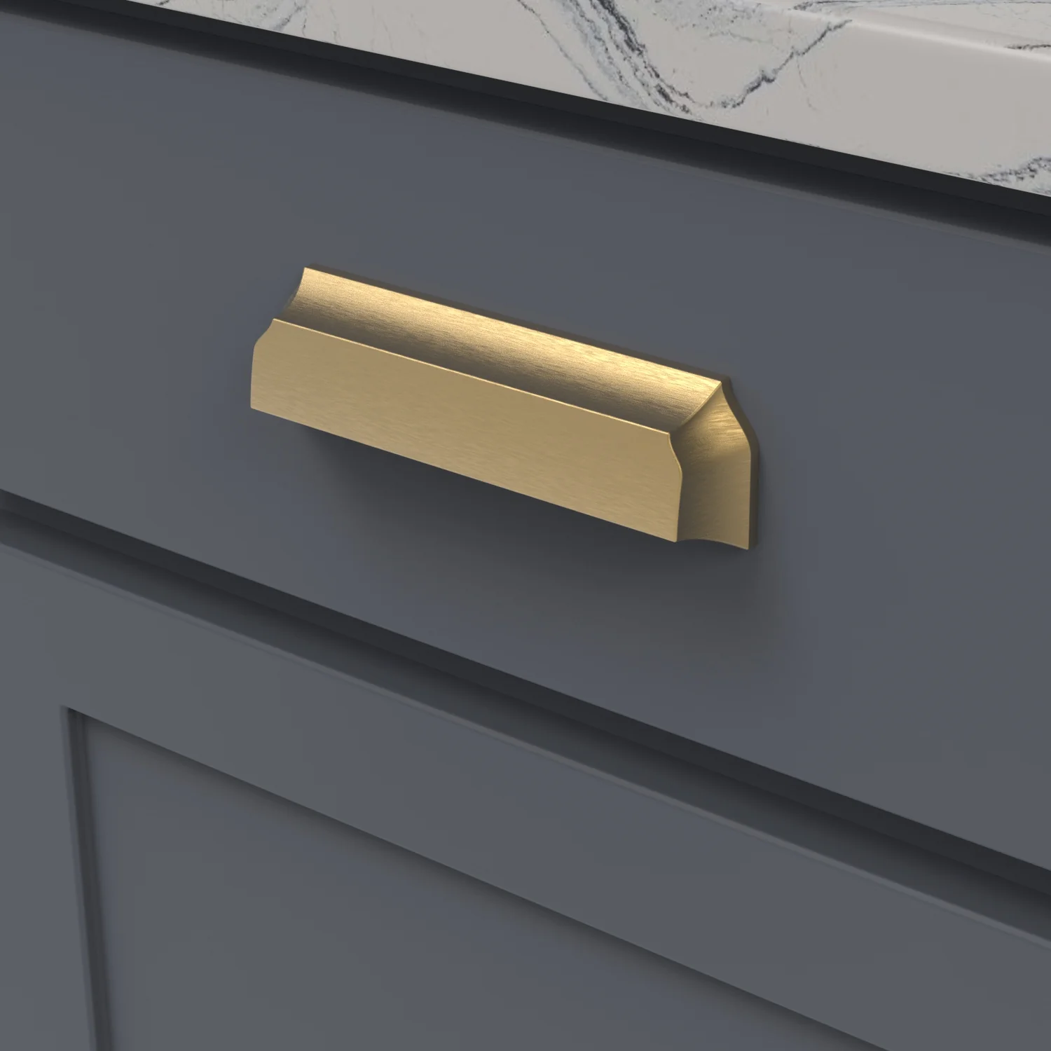 Studio II Cup Pull 3 Inch, 3-3/4 Inch (96mm) & 5-1/16 Inch (128mm) Center to Center Brushed Golden Brass Finish - Image 2