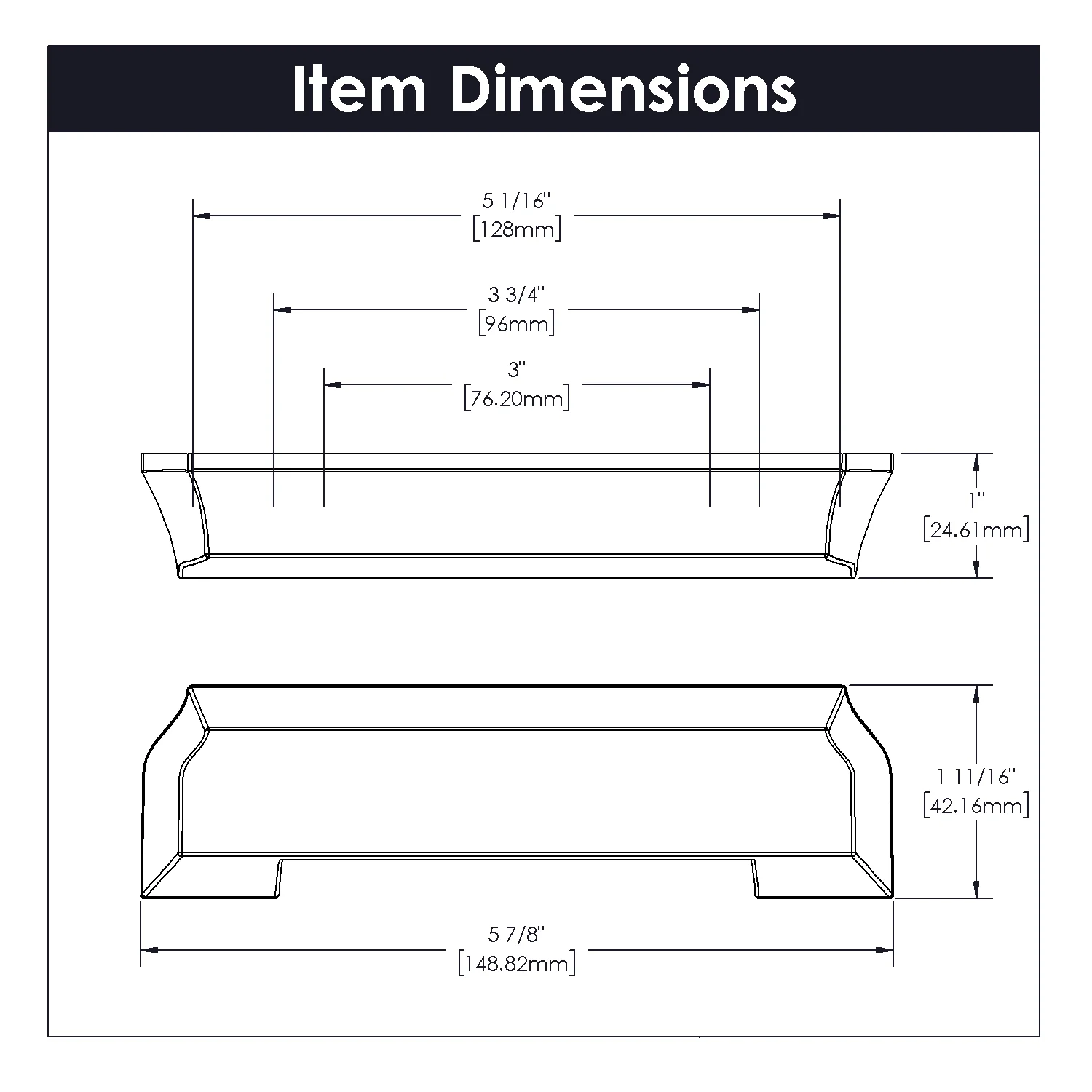 Studio II Cup Pull 3 Inch, 3-3/4 Inch (96mm) & 5-1/16 Inch (128mm) Center to Center Brushed Golden Brass Finish - Image 5