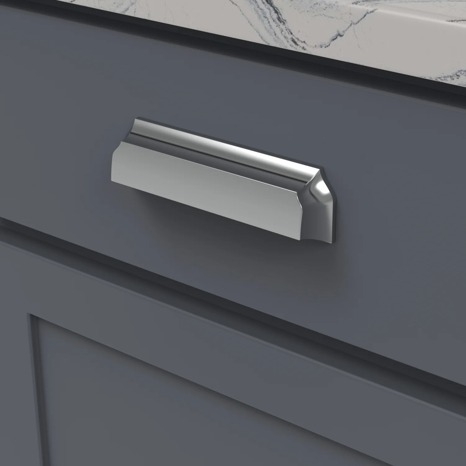 Studio II Cup Pull 3 Inch, 3-3/4 Inch (96mm) & 5-1/16 Inch (128mm) Center to Center Chrome Finish - Image 2