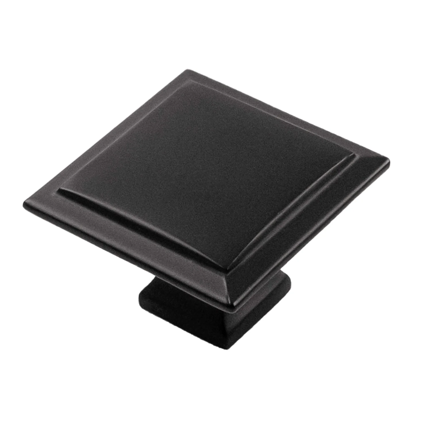 Studio II Knob 1-1/2 Inch Square Matte Black Finish
