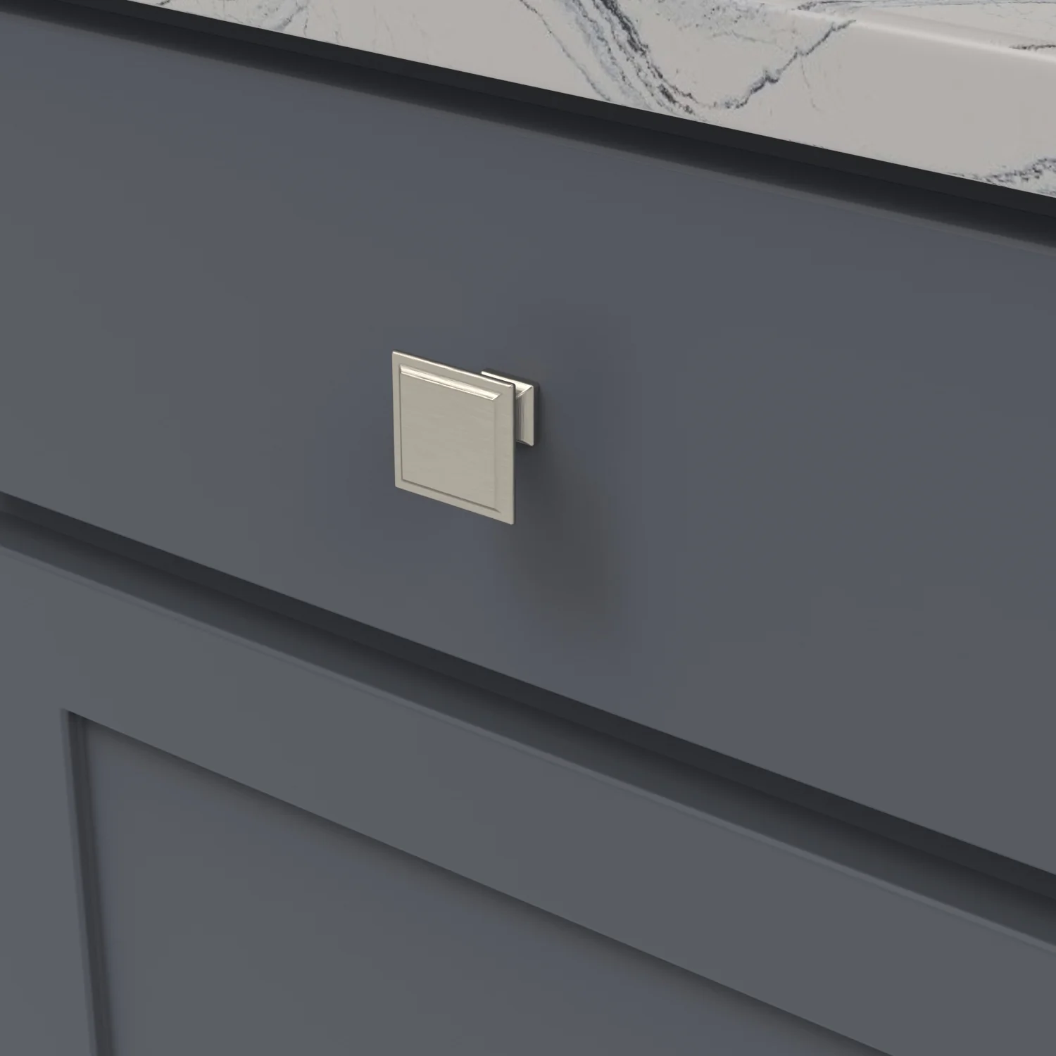 Studio II Knob 1-1/2 Inch Square Satin Nickel Finish - Image 2