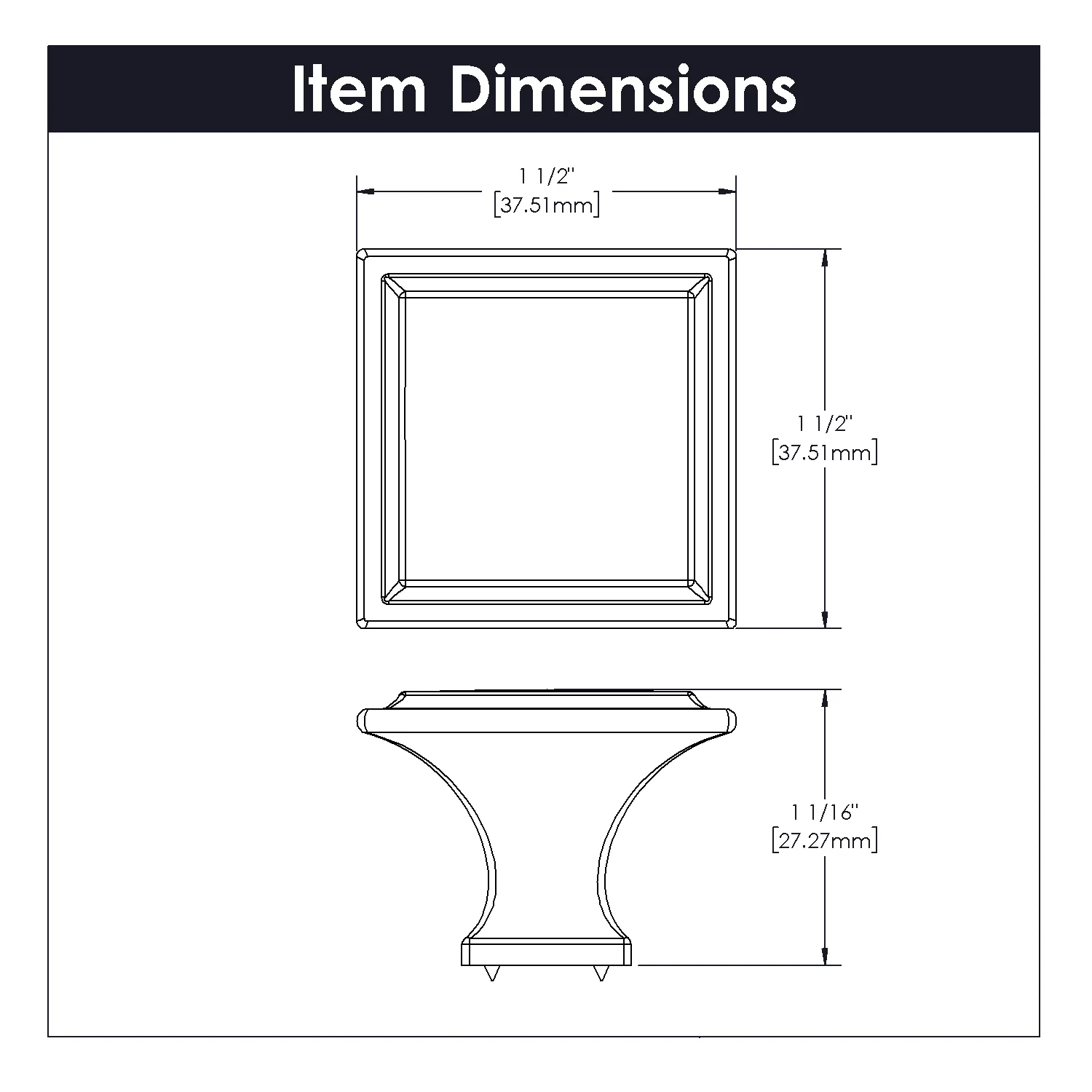 Studio II Knob 1-1/2 Inch Square Satin Nickel Finish - Image 4