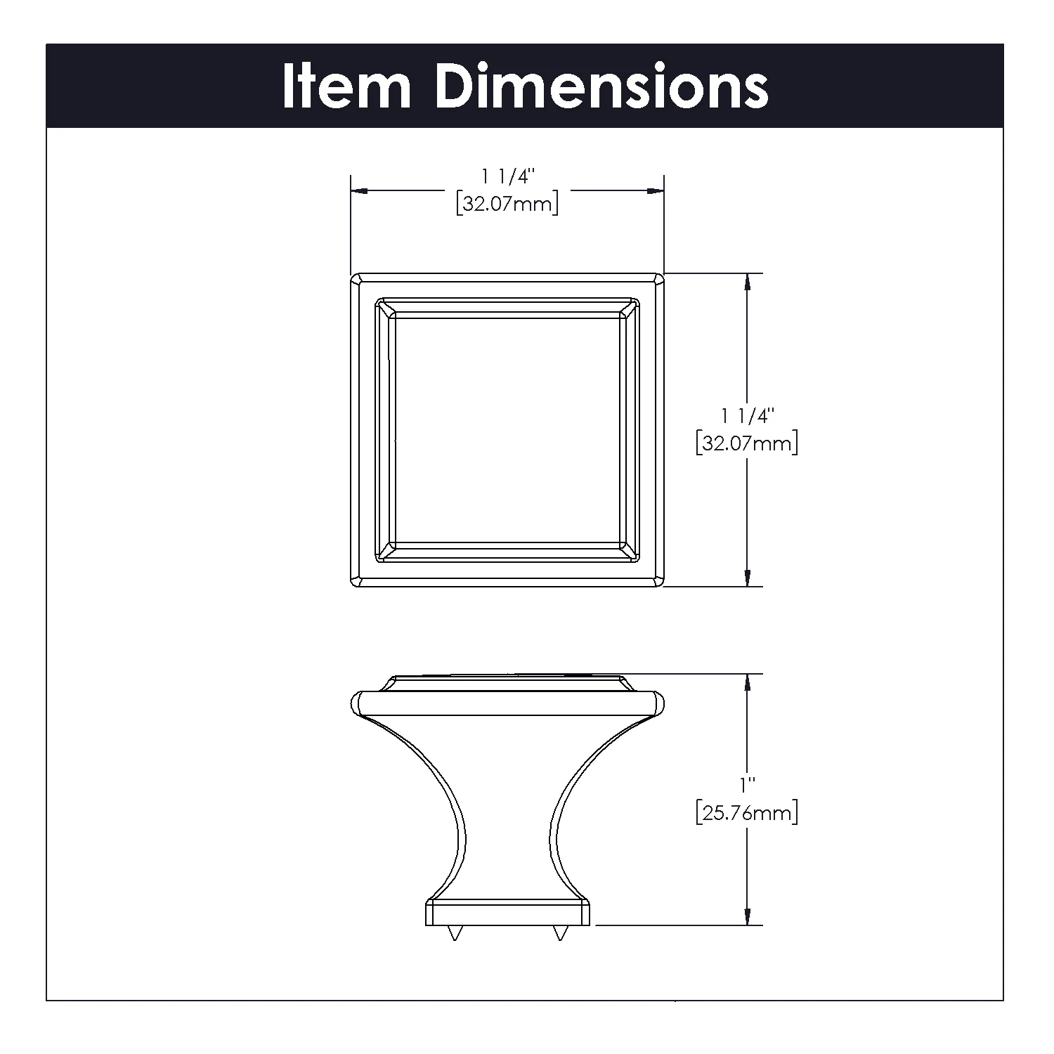 Studio II Knob 1-1/4 Inch Square Chrome Finish - Image 3