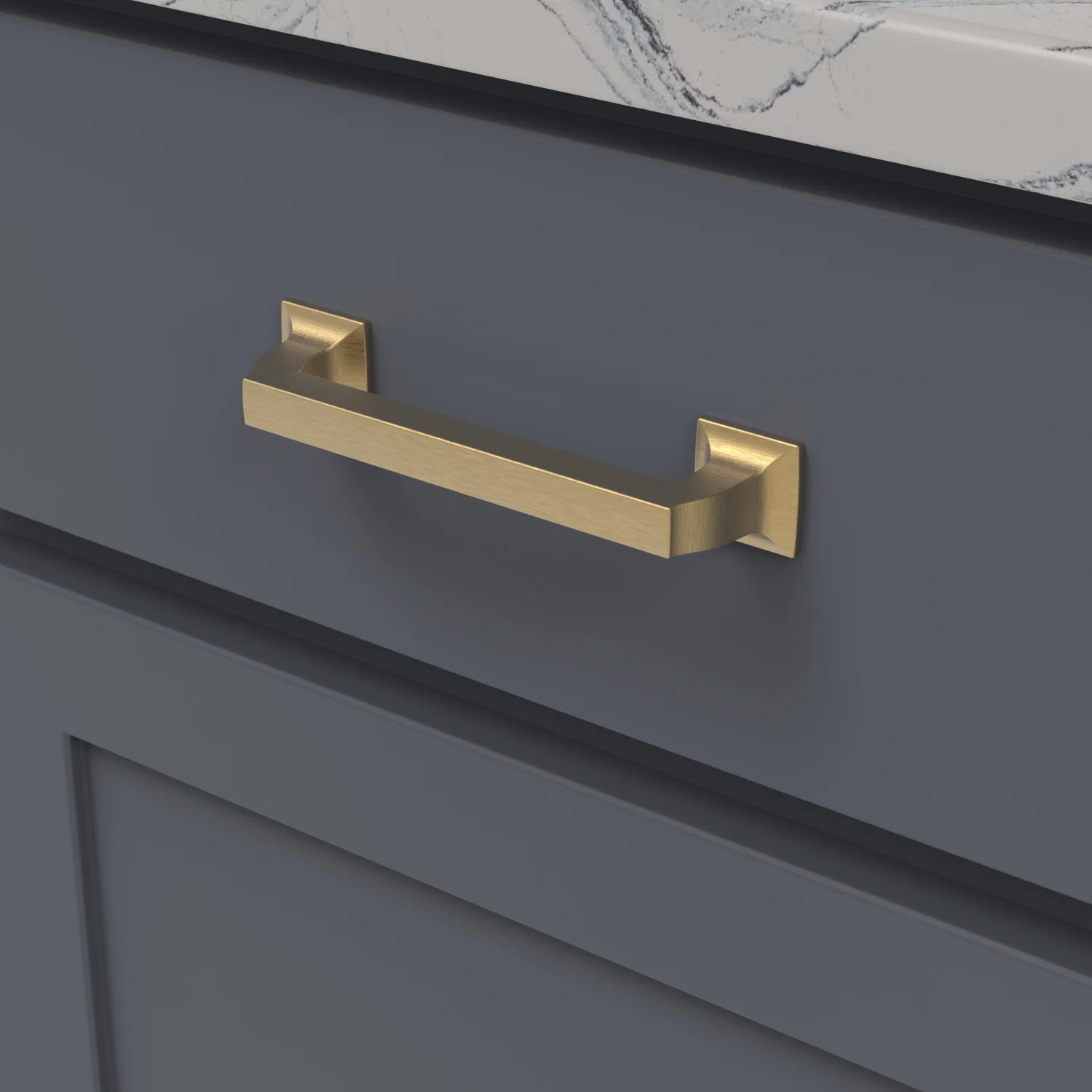 Studio II Pull 5-1/16 Inch (128mm) Center to Center Brushed Golden Brass Finish - Image 2