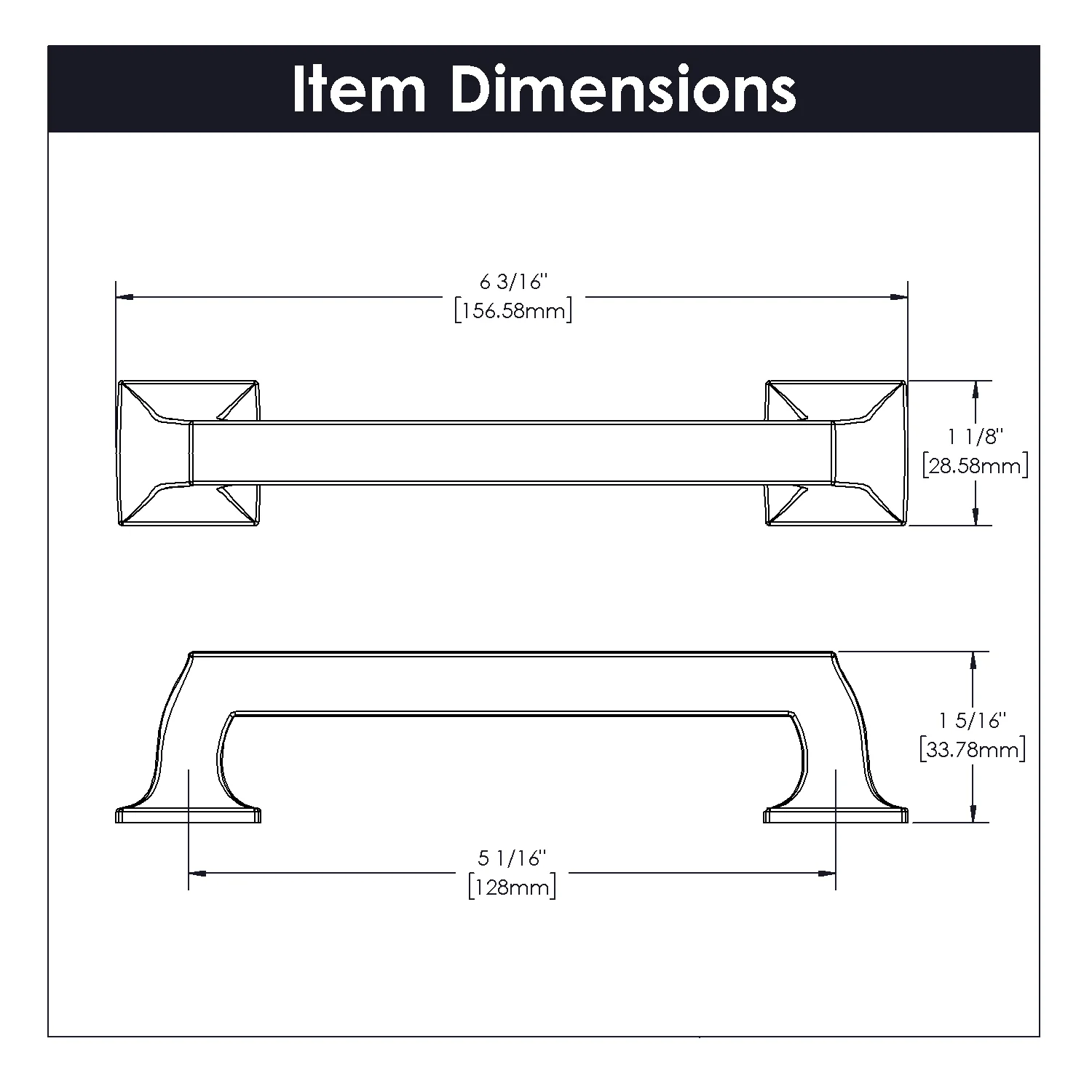 Studio II Pull 5-1/16 Inch (128mm) Center to Center Brushed Golden Brass Finish - Image 5