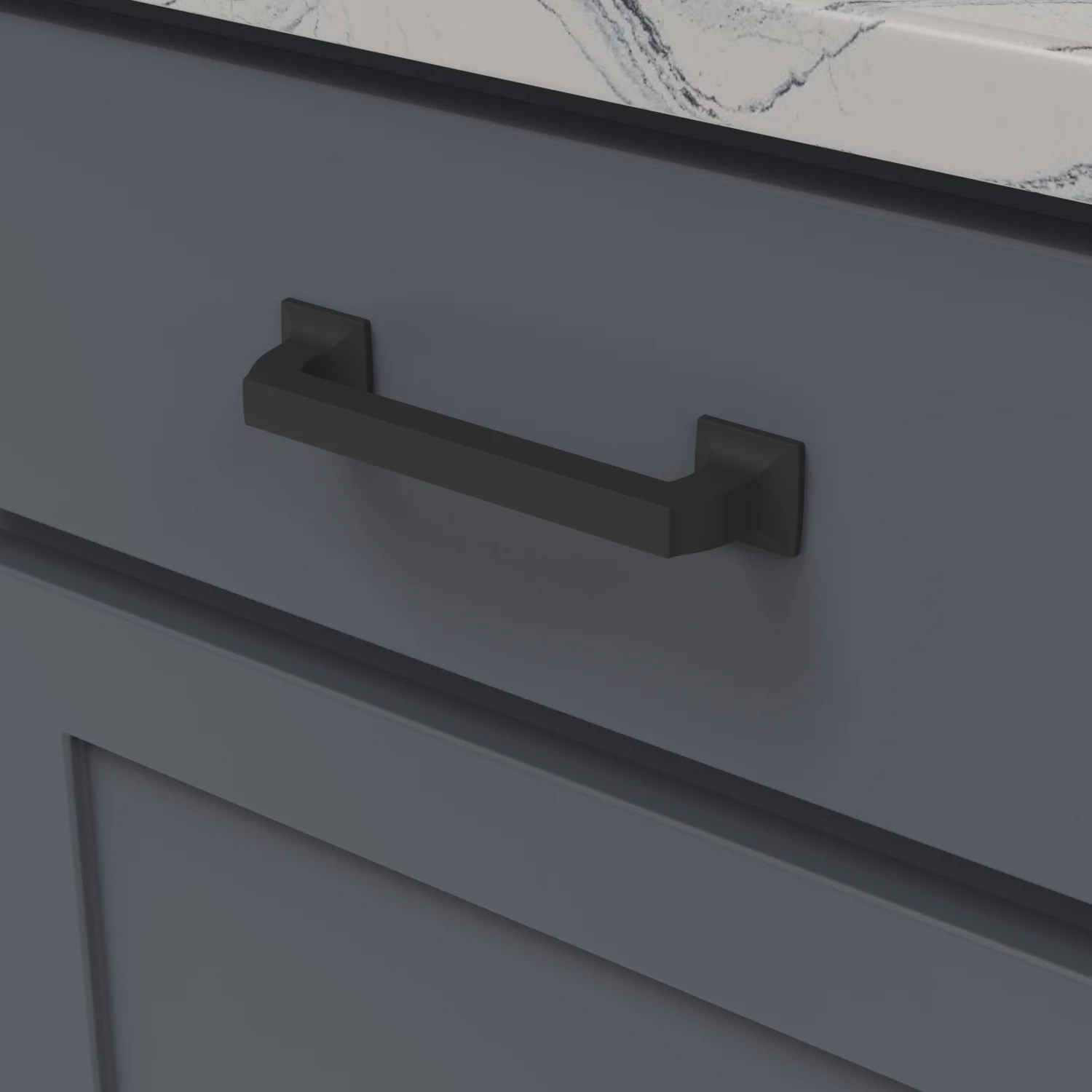 Studio II Pull 5-1/16 Inch (128mm) Center to Center Matte Black Finish - Image 2