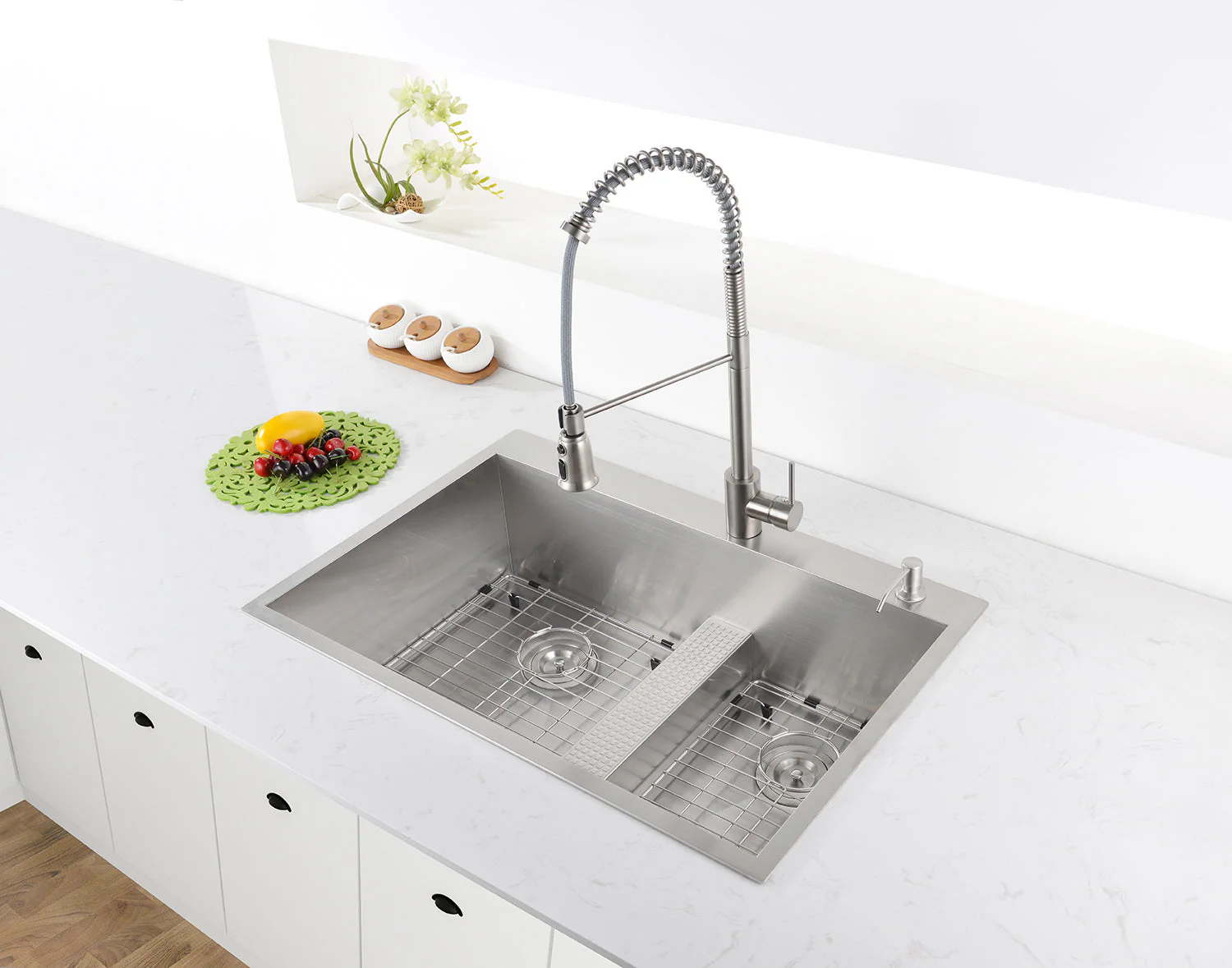 Topmount 33x22 w/ platform 60/40 L Double Basin Sink