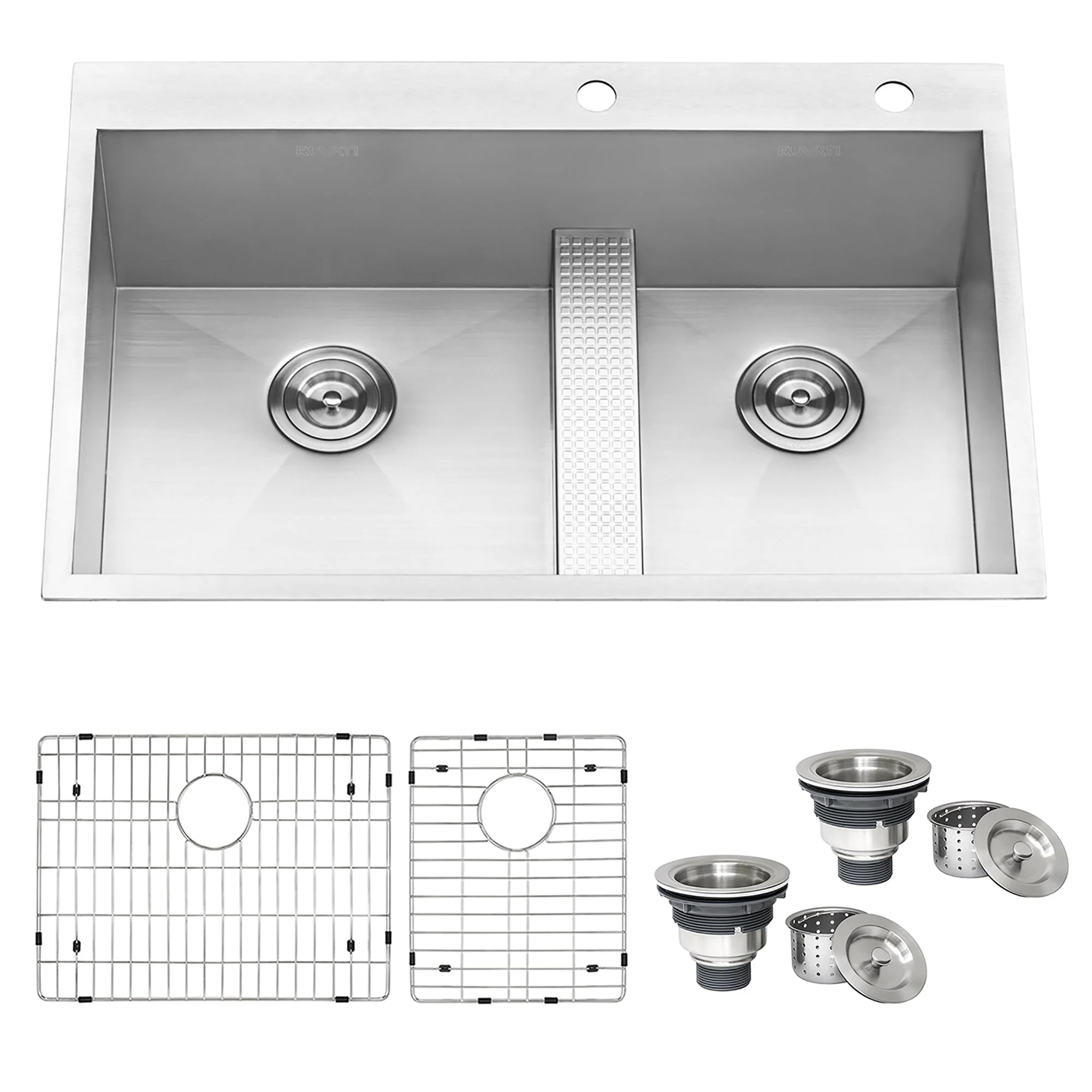 Topmount 33x22 w/ platform 60/40 L Double Basin Sink - Image 2