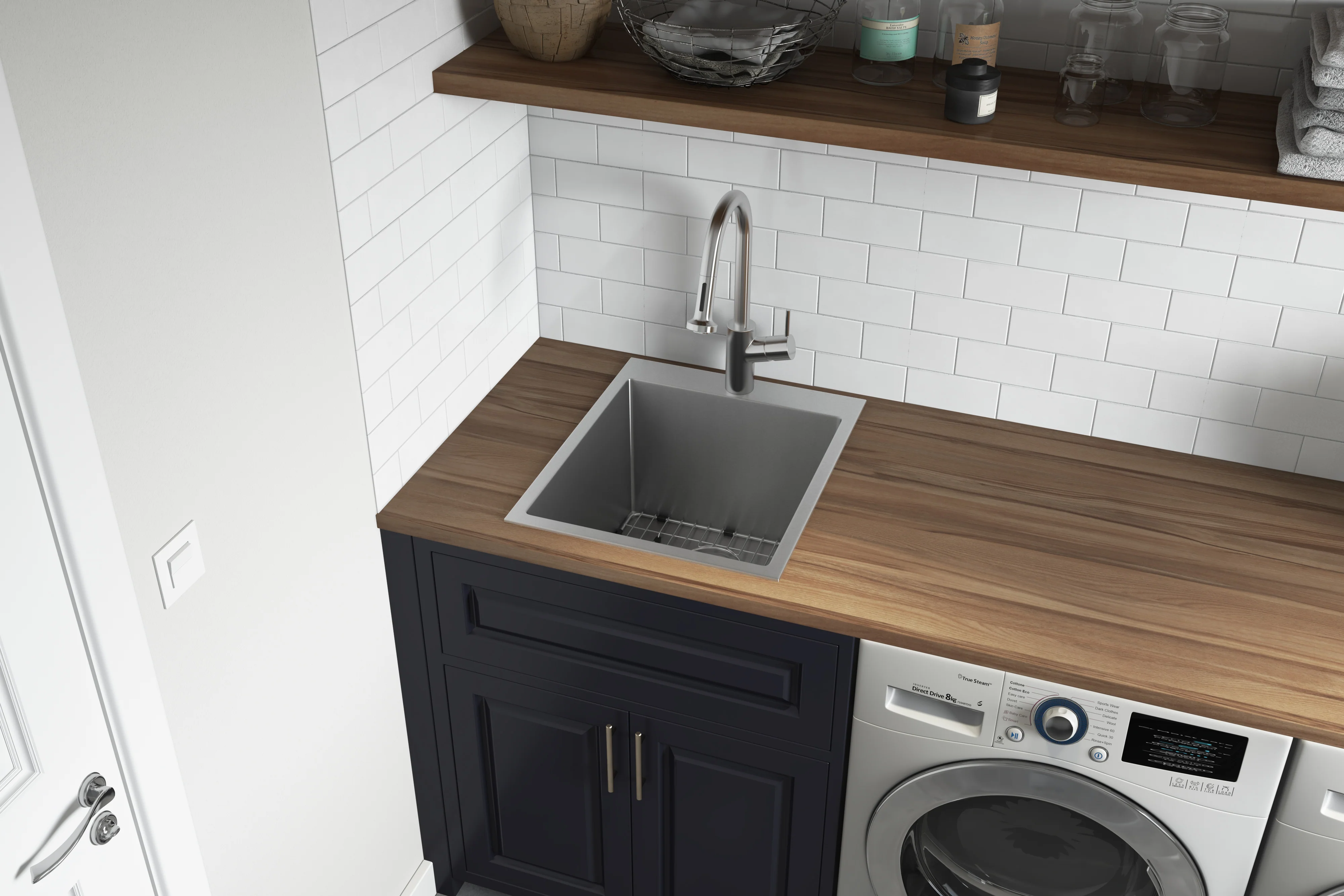 Topmount Laundry Utility Sink 18 x 22 x 12 '' Rounded Corners Deep 16 Gauge Stainless Steel - Image 5