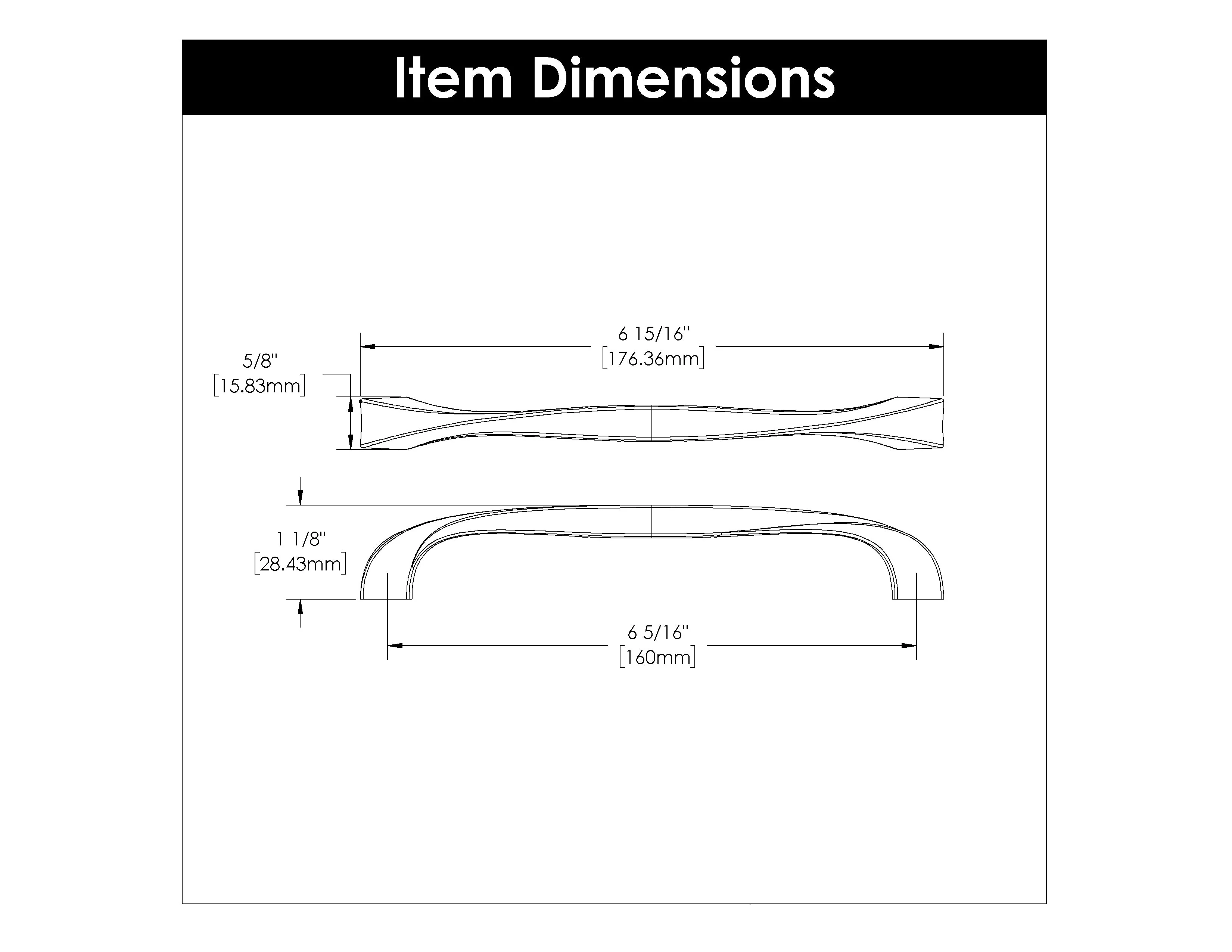 Twist Pull 6-5/16 Inch (160mm) Center to Center Black Iron Finish - Image 3