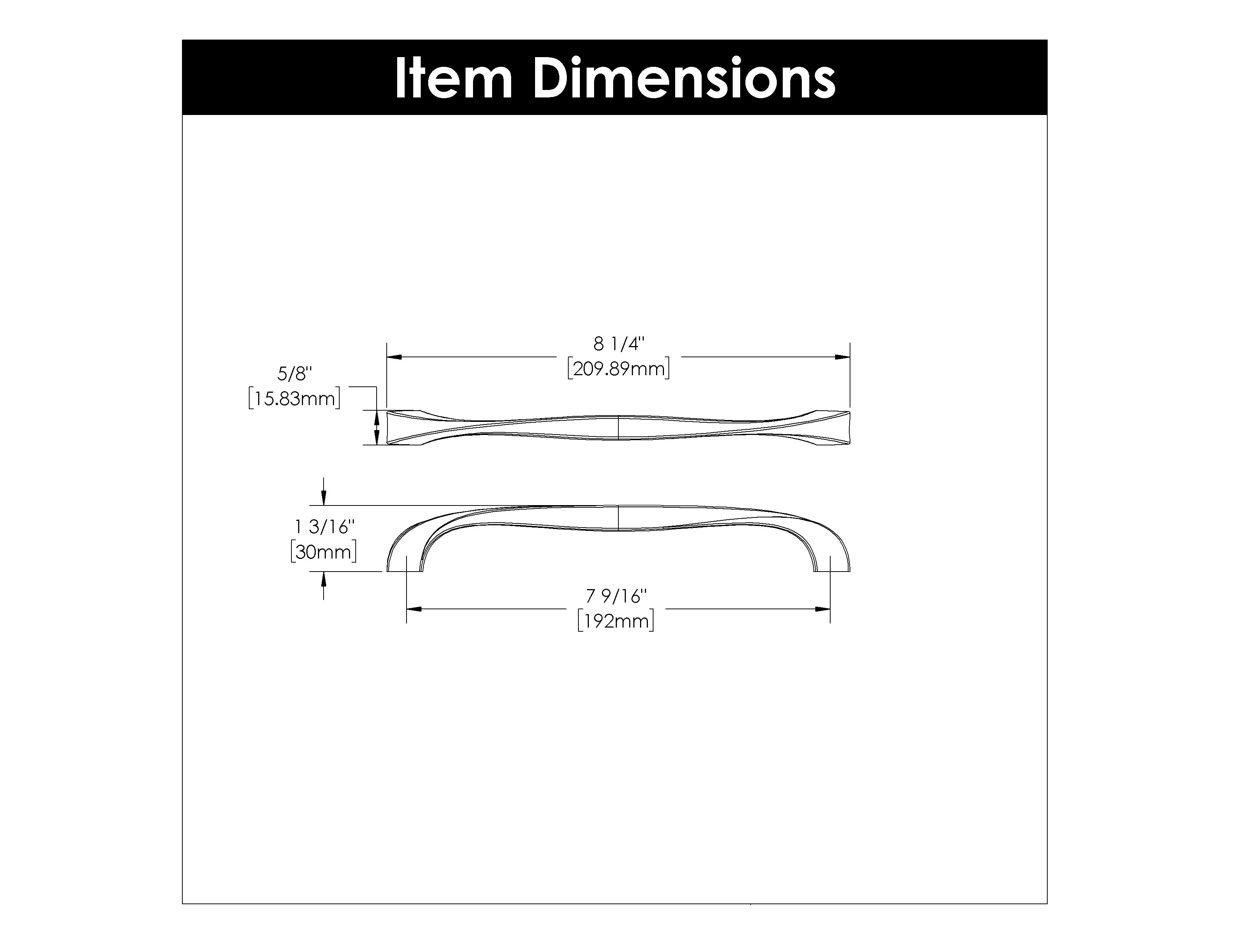 Twist Pull 7-9/16 Inch (192mm) Center to Center Black Iron Finish - Image 3