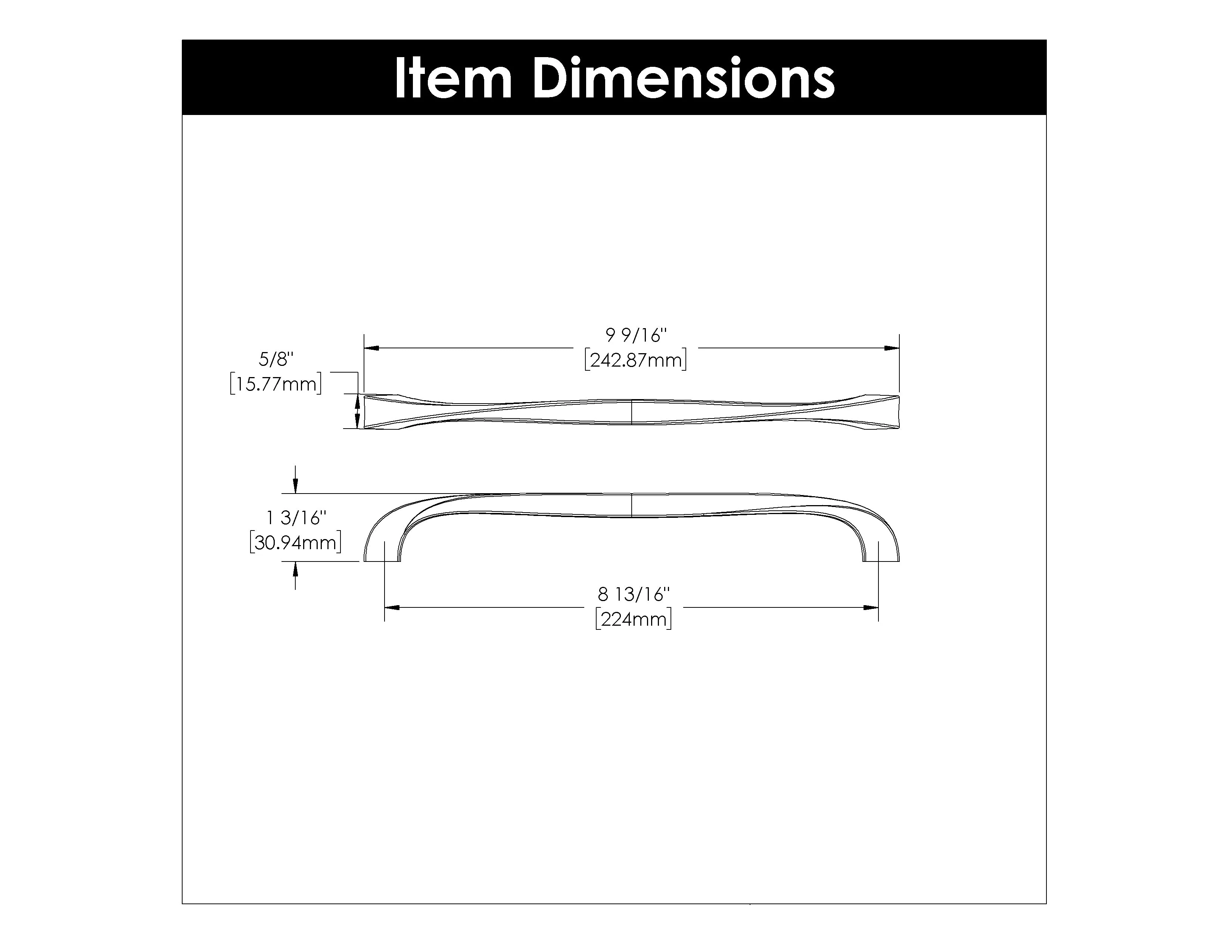 Twist Pull 8-13/16 Inch (224mm) Center to Center Black Iron Finish - Image 3