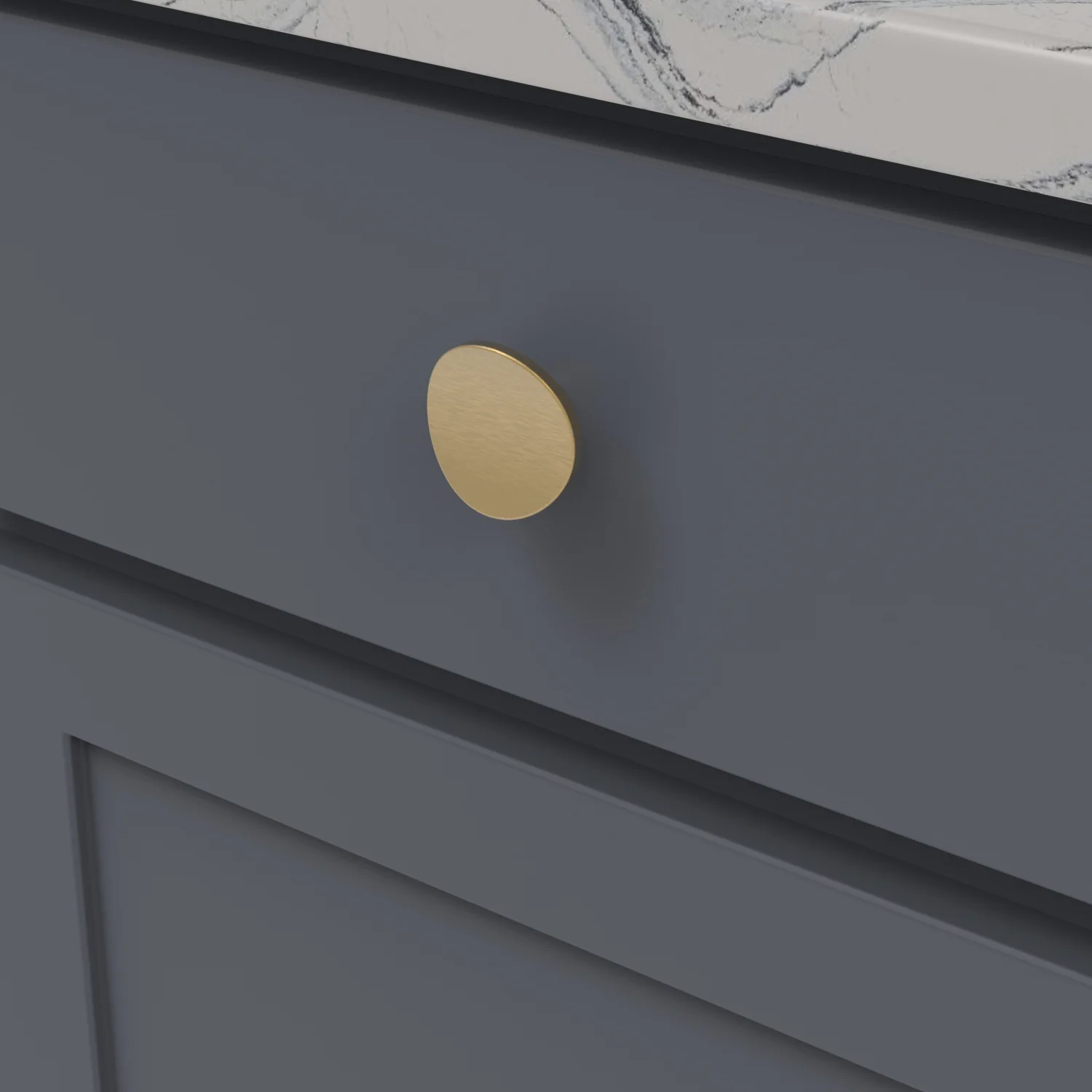 Vale Knob 1-3/4 Inch Diameter Brushed Golden Brass Finish - Image 2