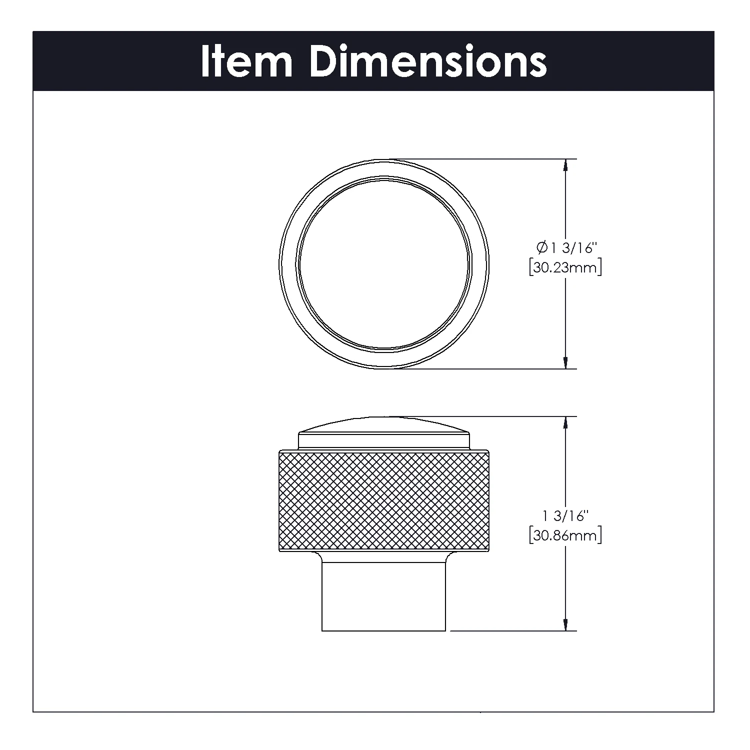 Verge Knob 1-3/16 Inch Diameter Stainless Steel Finish - Image 3
