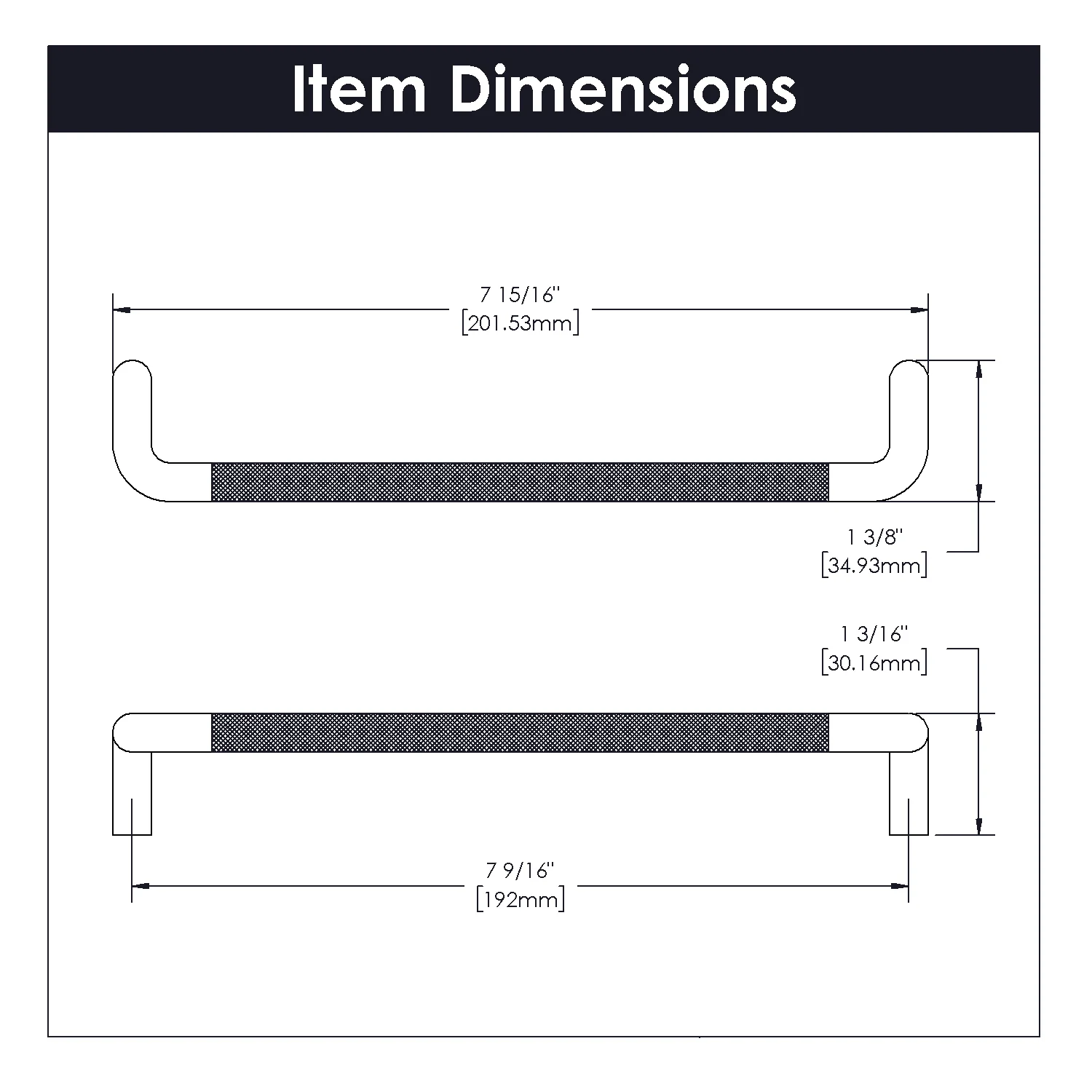 Verge Pull 7-9/16 Inch (192mm) Center to Center Matte Black Finish - Image 3